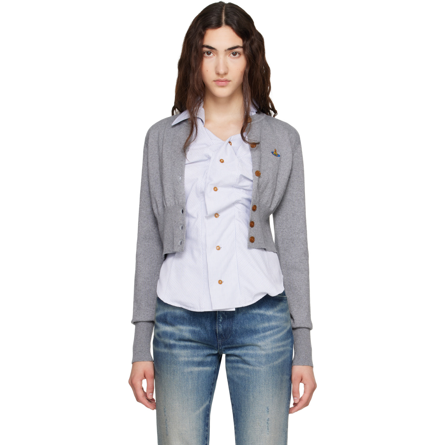 Vivienne Westwood Gray Bea Cropped Cardigan