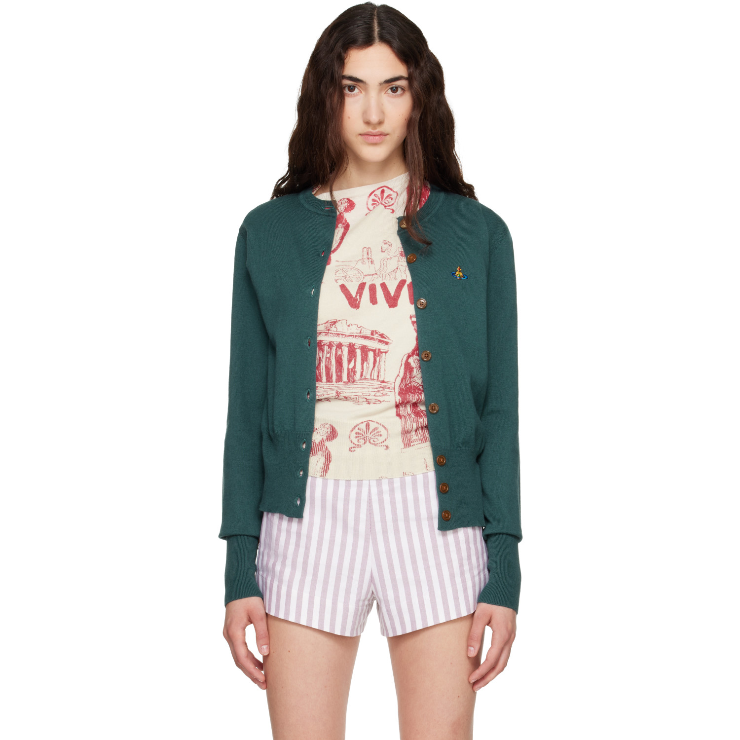 Vivienne Westwood Green Bea Cropped Cardigan