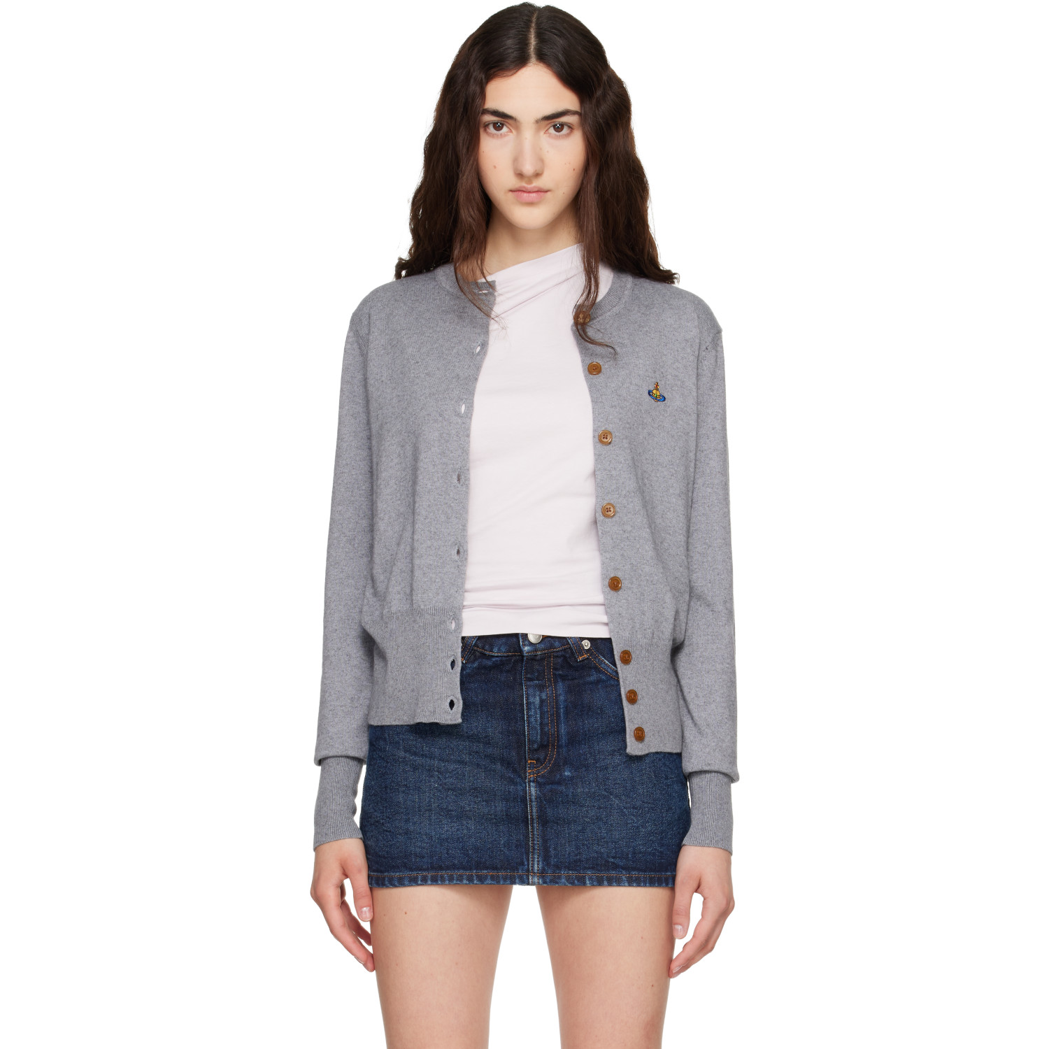 Vivienne Westwood Gray Bea Cropped Cardigan