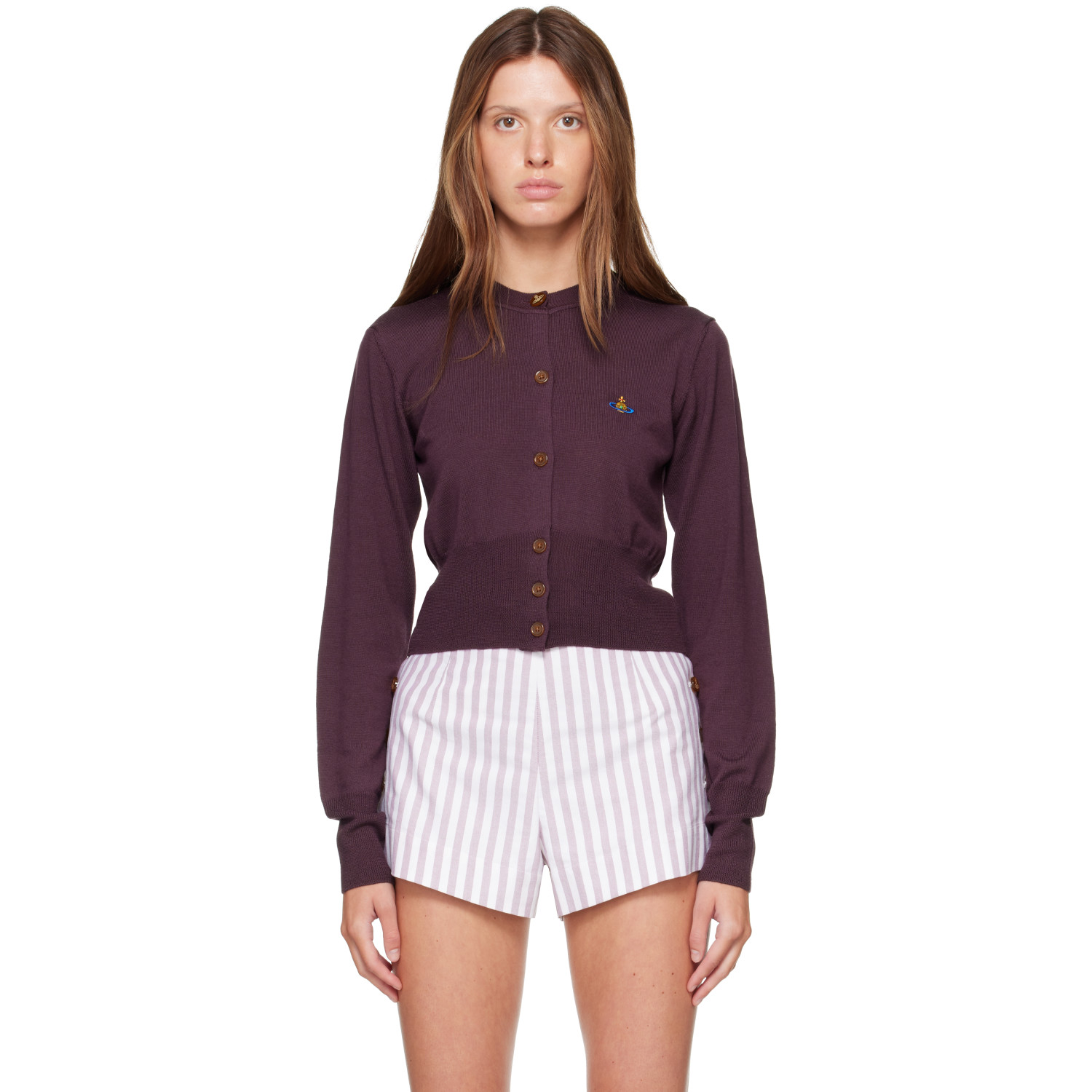 Vivienne Westwood Purple Bea Cropped Cardigan