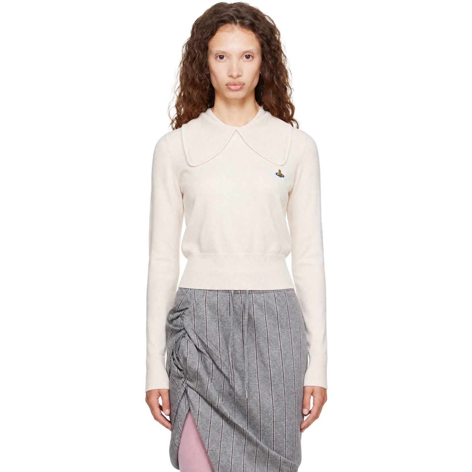 Vivienne Westwood Beige Tie Bea Long Sleeve Polo