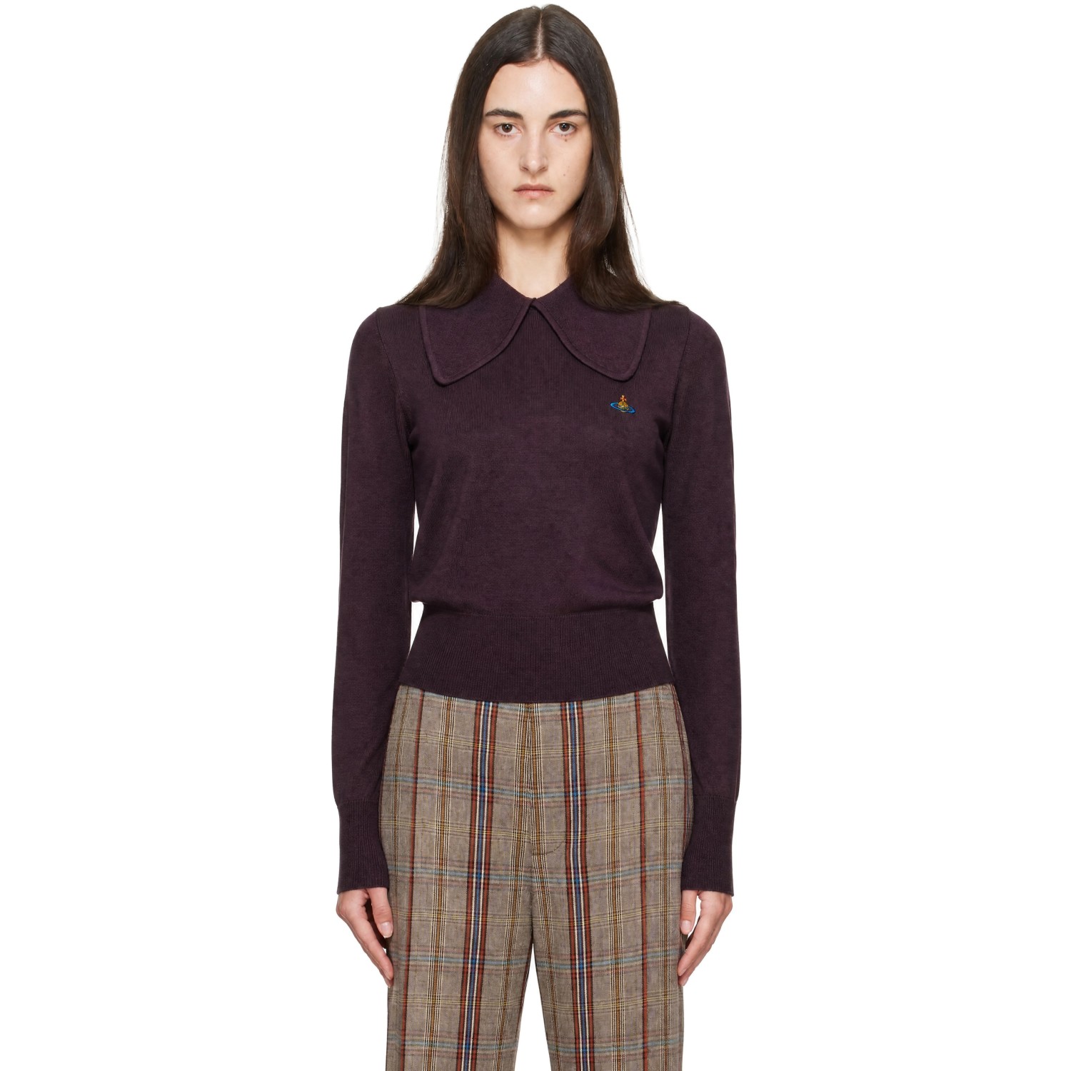 Vivienne Westwood Purple Tie Bea Long Sleeve Polo