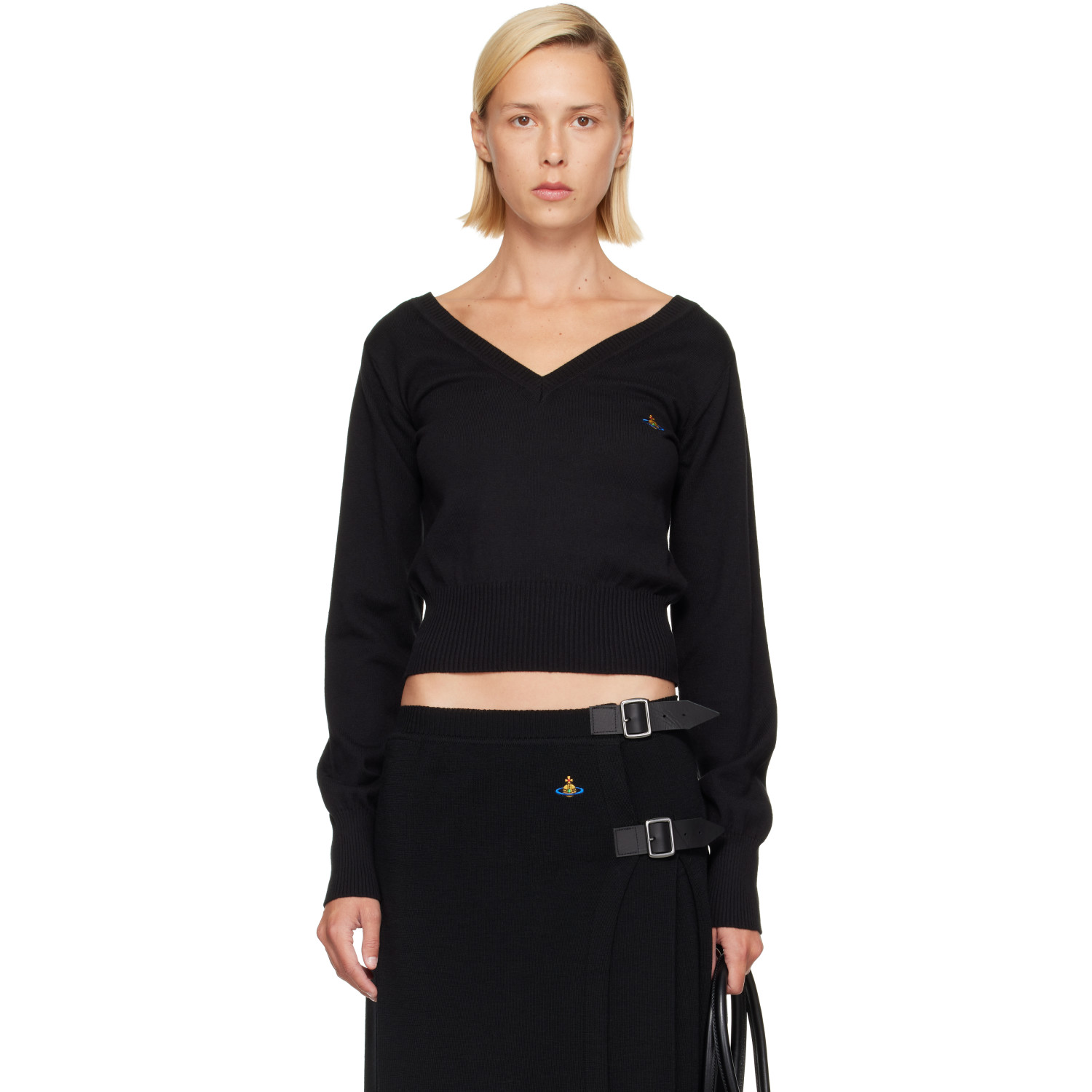 Vivienne Westwood Black Beatrice V-Neck Sweater