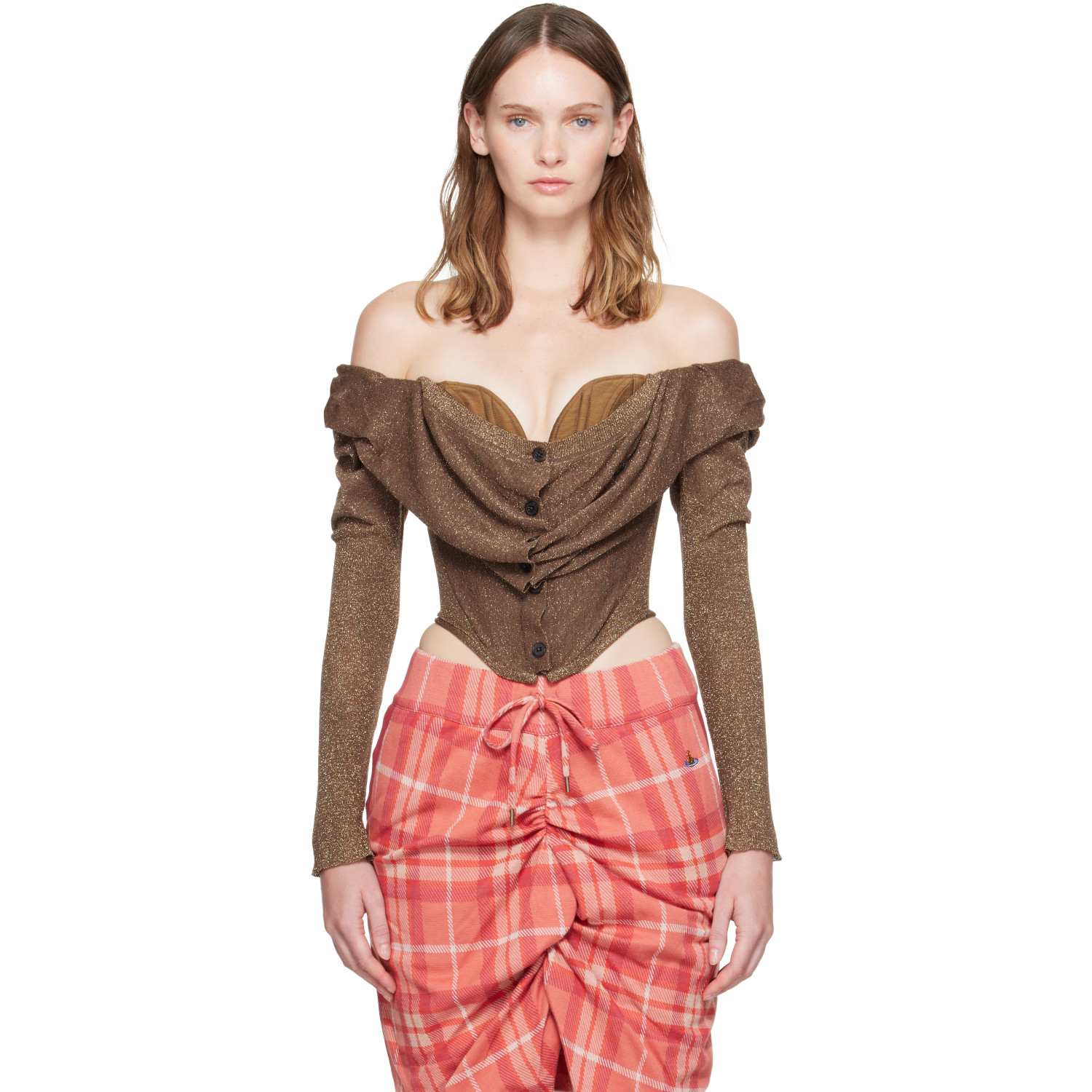 Vivienne Westwood Brown Bea Corset Cardi Top