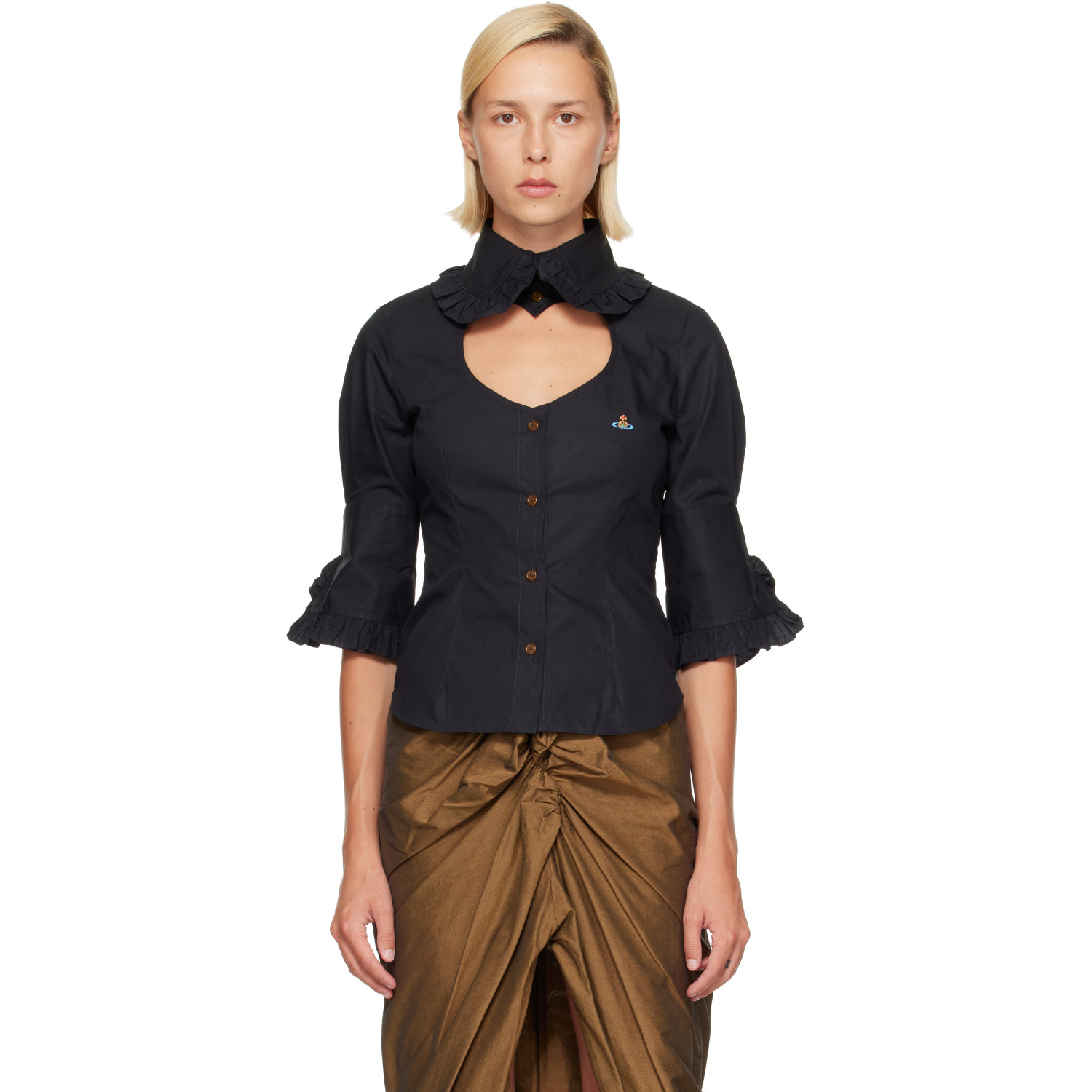 Vivienne Westwood Black S/S Toulouse Frill Shirt