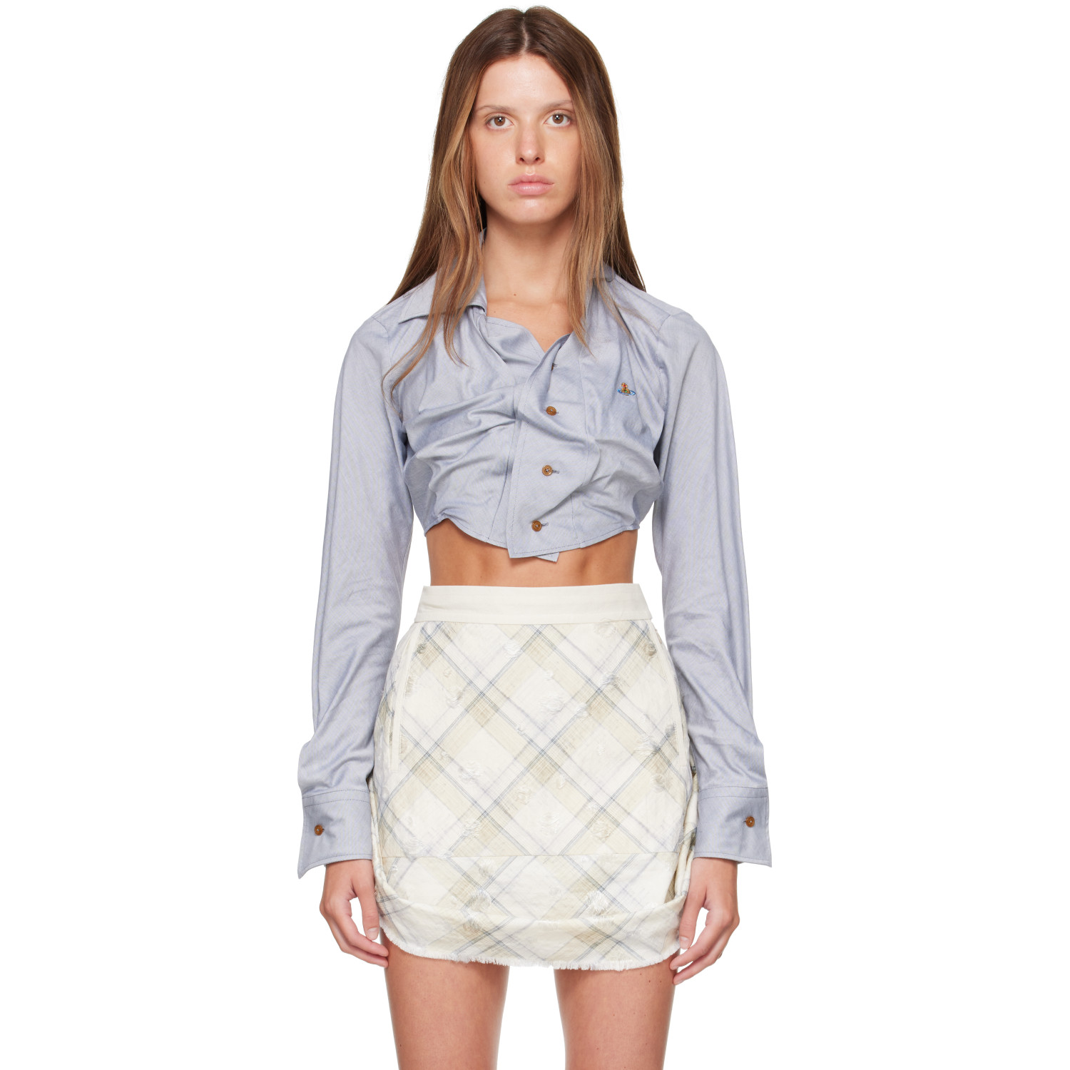 Vivienne Westwood Blue Cropped Drunken Shirt