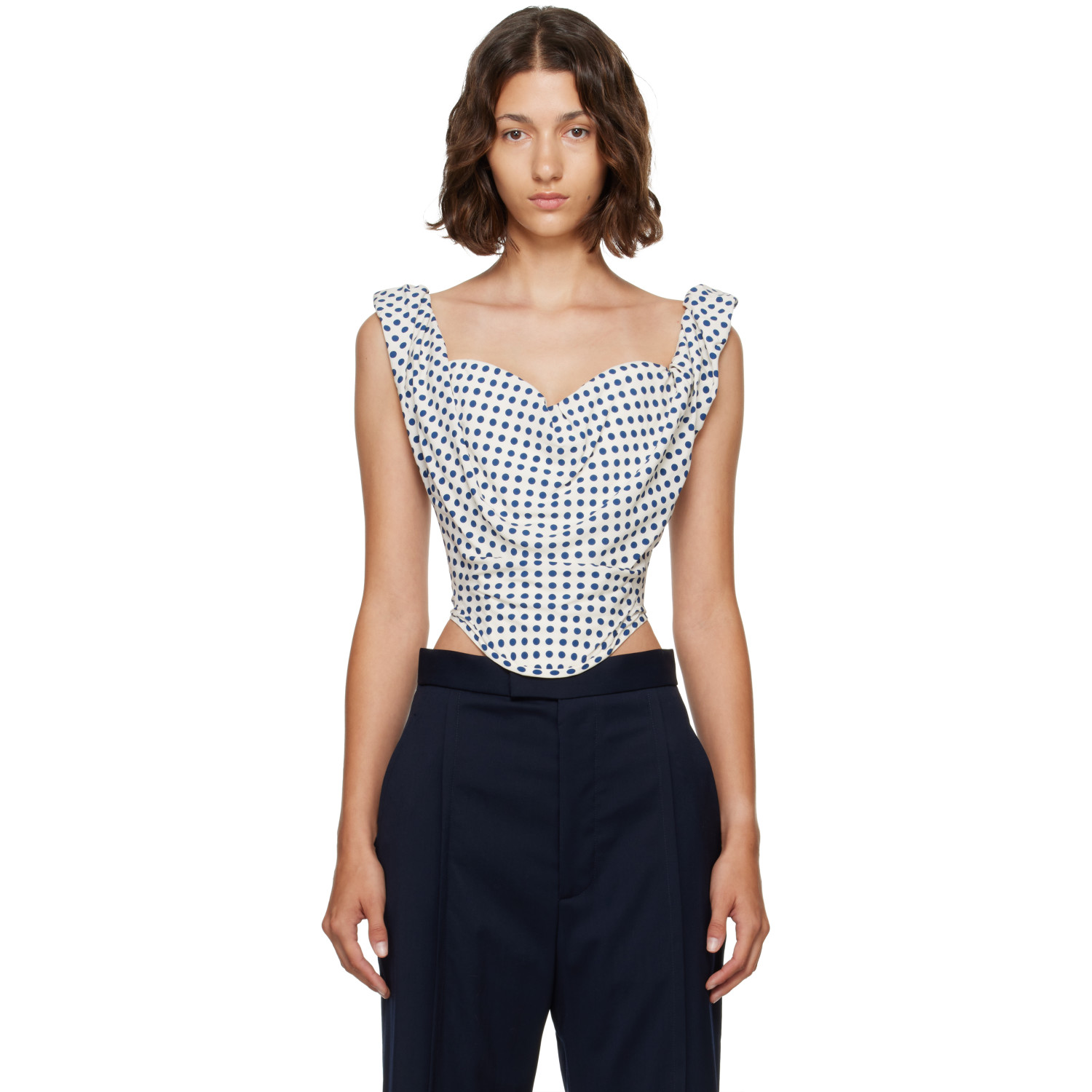 Vivienne Westwood White & Navy Sunday Corset Top