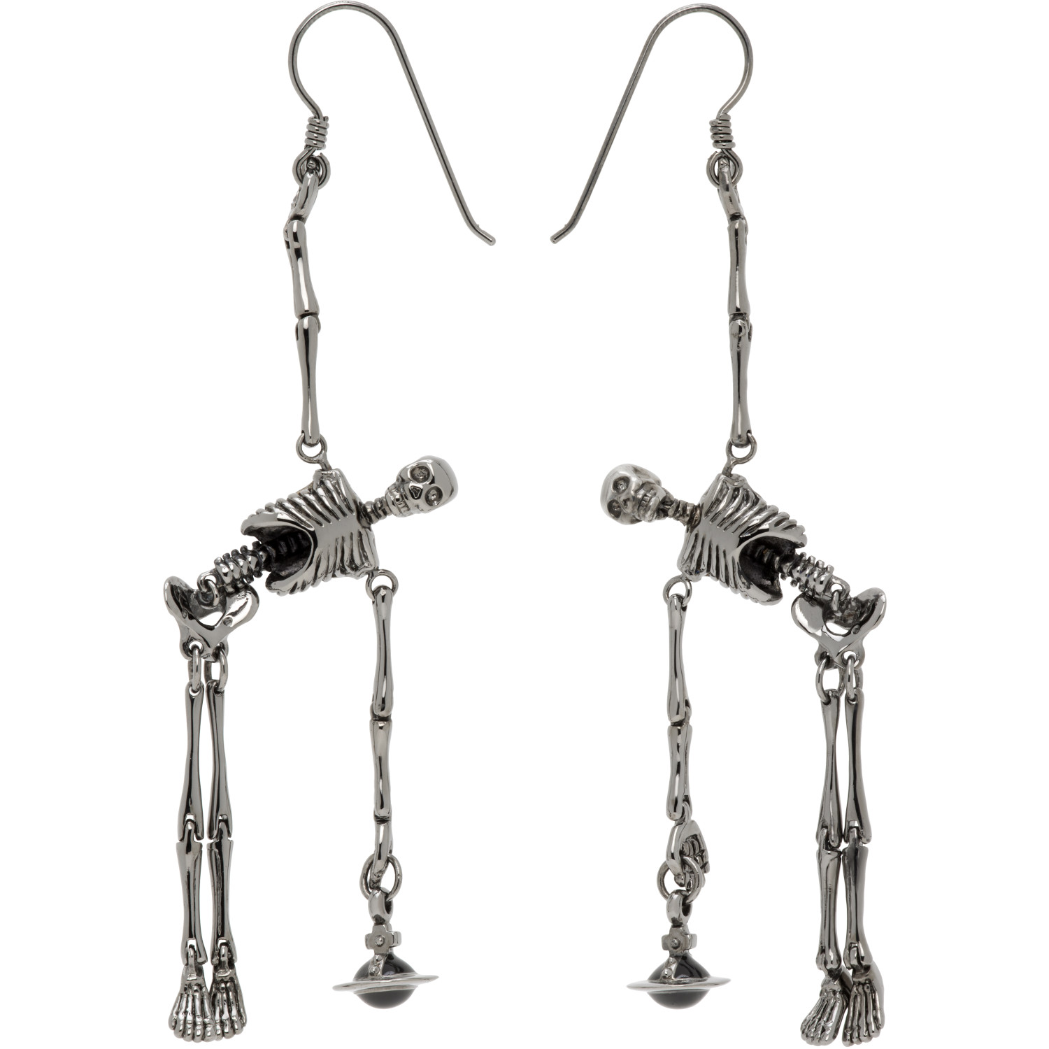 Vivienne Westwood Skeleton Earrings In Aw26-s102 Ruthenium