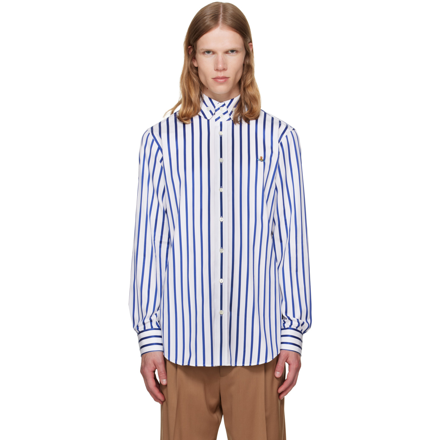 Vivienne Westwood White & Blue Two Button Krall Shirt