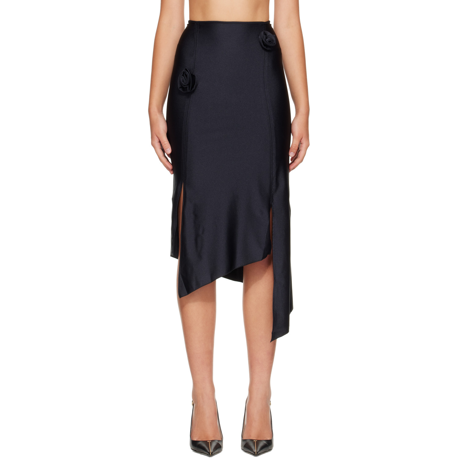 Coperni Black Flower Midi Skirt