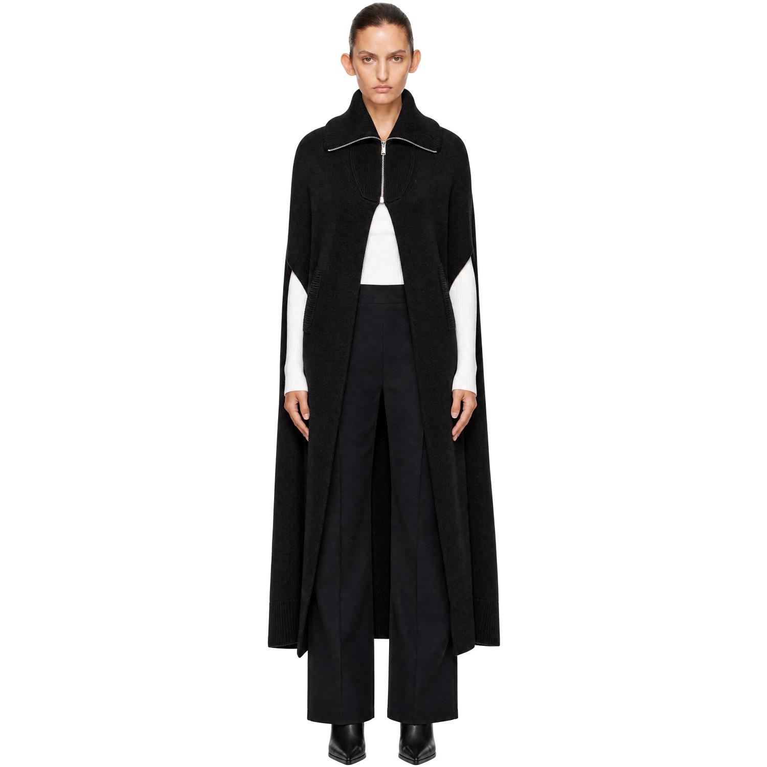 Coperni Black Knit Scarf Zip Cape