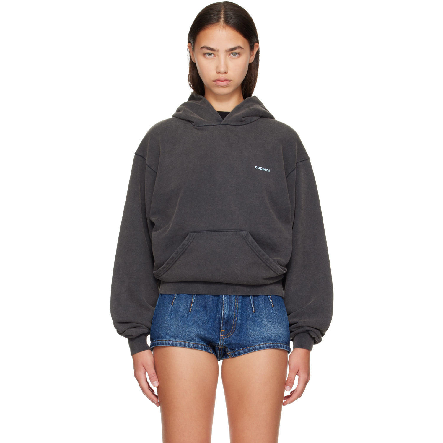 Coperni Gray Washed Horn Hoodie
