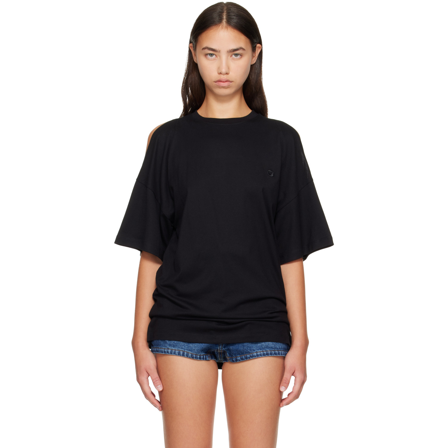 Coperni Black Open Shoulder T-shirt