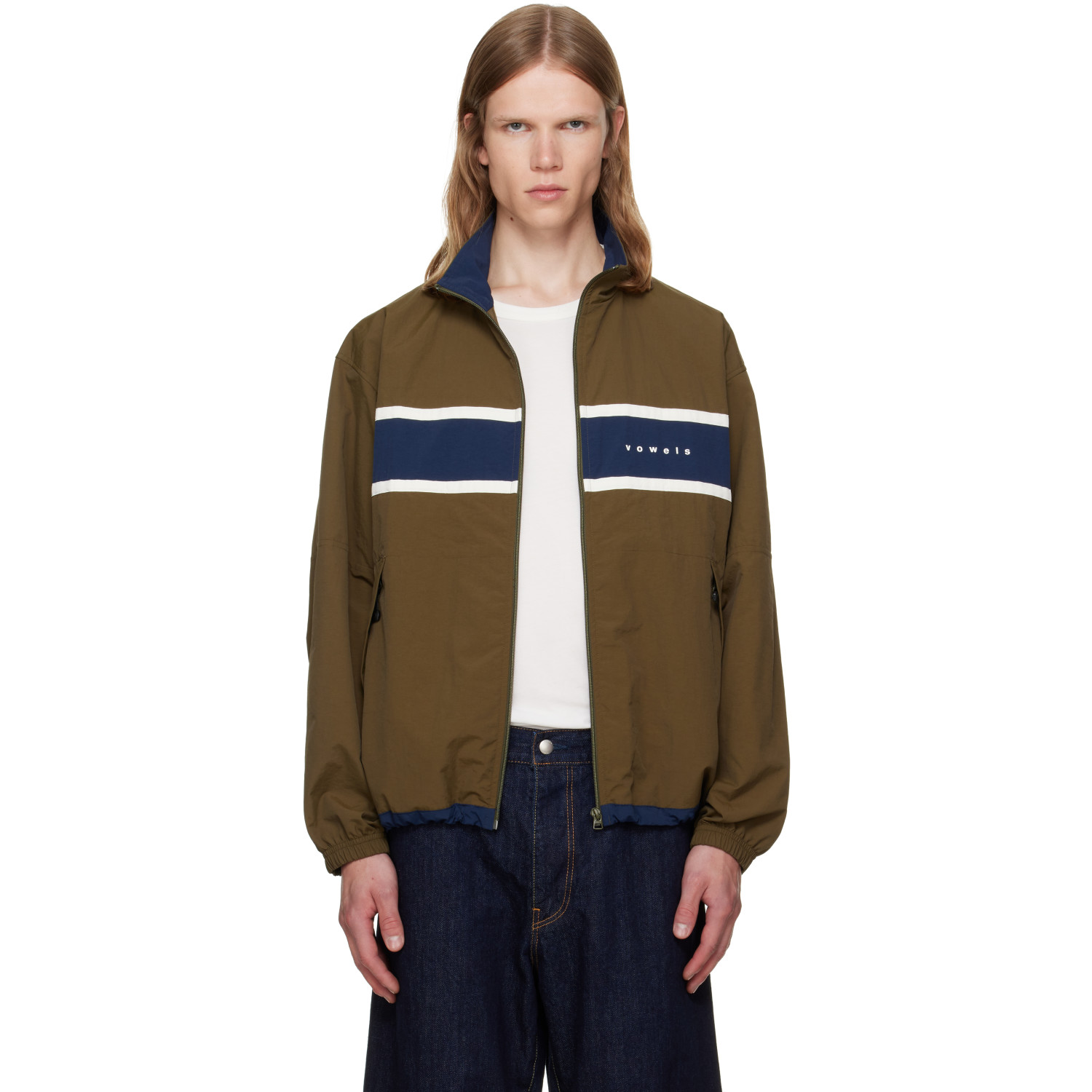 vowels Green Paneled Nylon Jacket