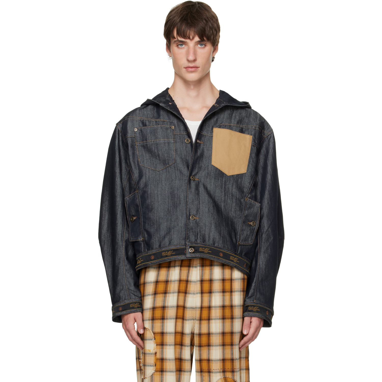 We11done Navy Old School Denim Jacket
