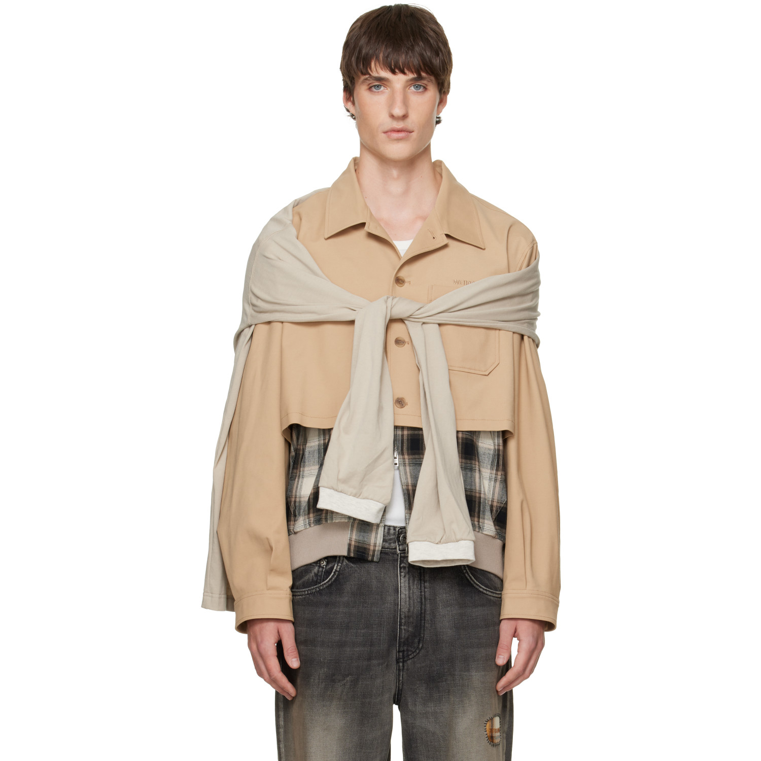 We11done Beige Layered Blouson Jacket