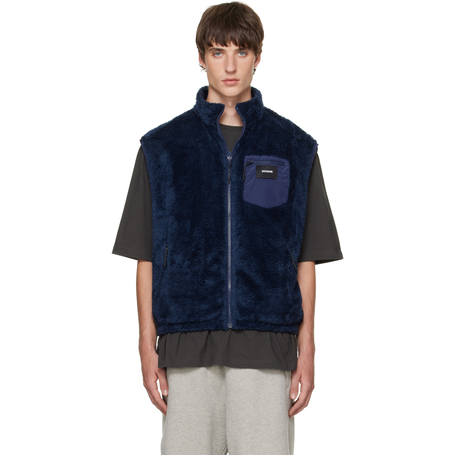 We11done Navy Reversible Fleece Vest