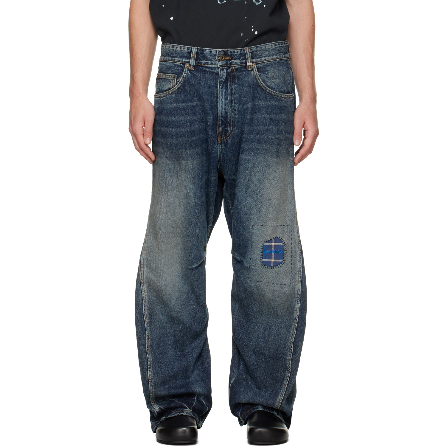 We11done Navy Repair Curve Denim Jeans