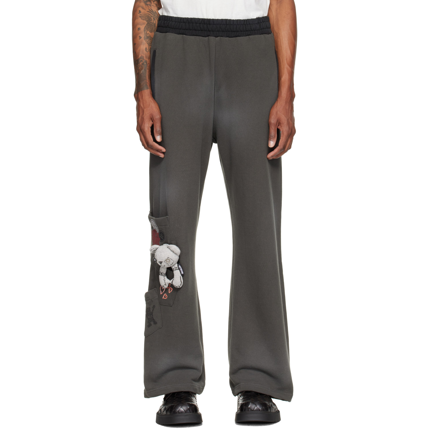 We11done Gray Washed Doodle Teddy Sweatpants
