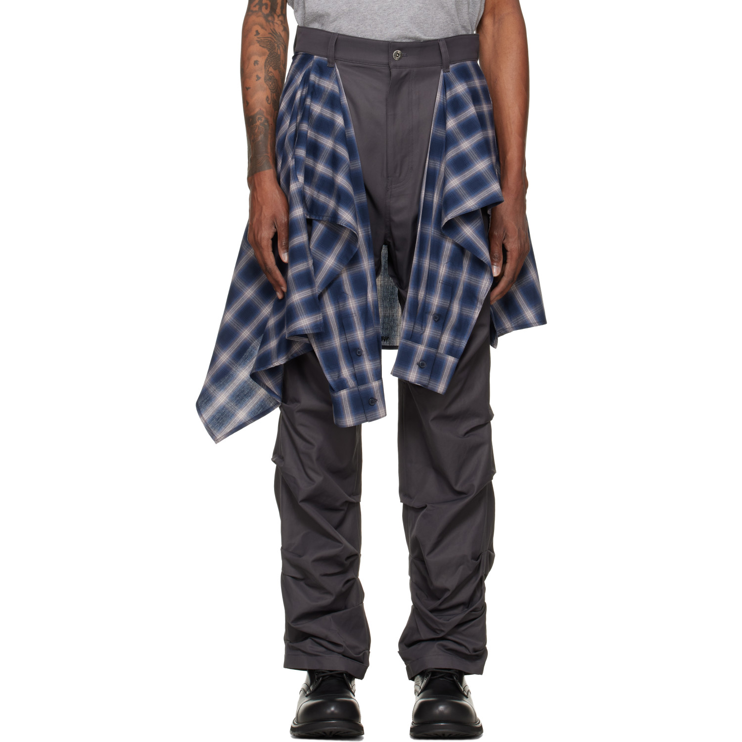 We11done Gray Shirt Wrapped Trousers