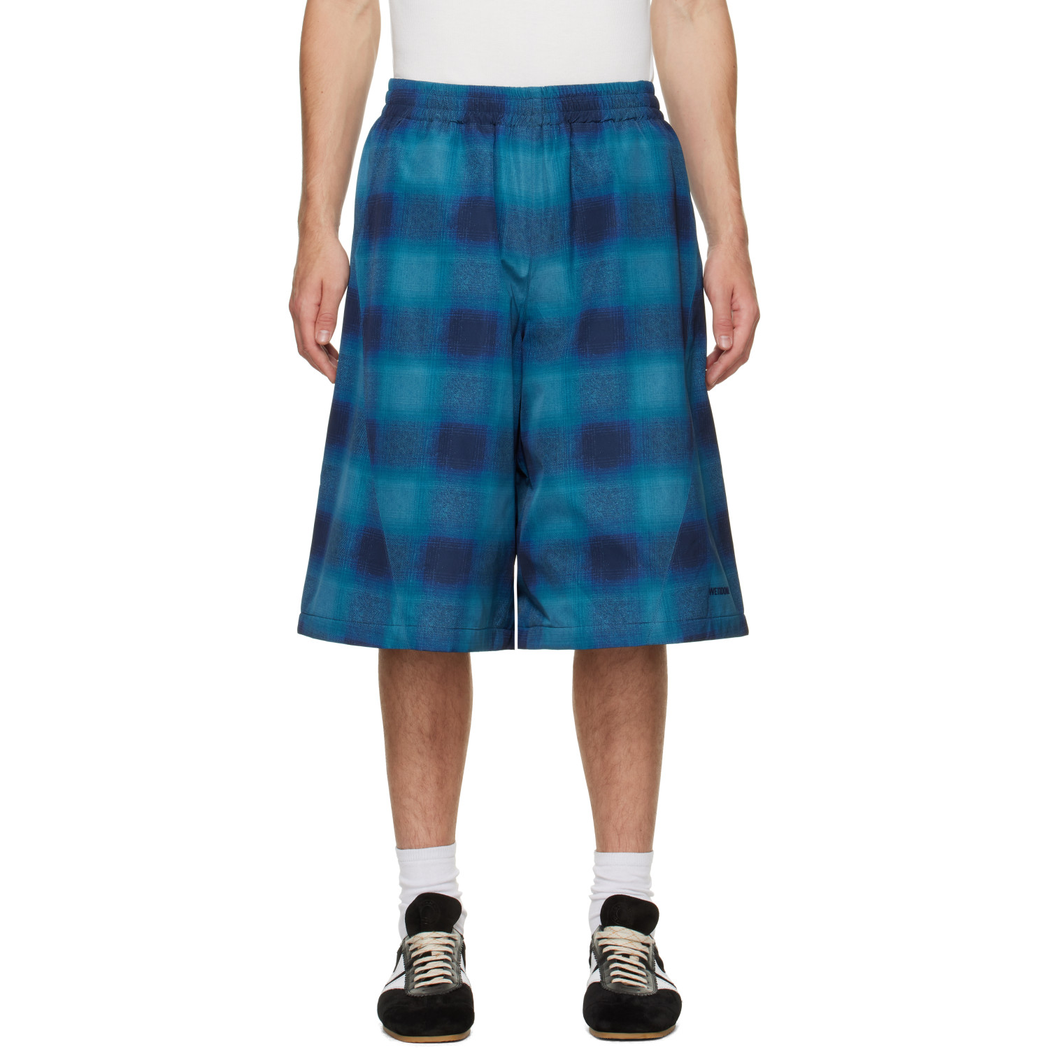 We11done Blue Flannel Printed Bermuda Shorts