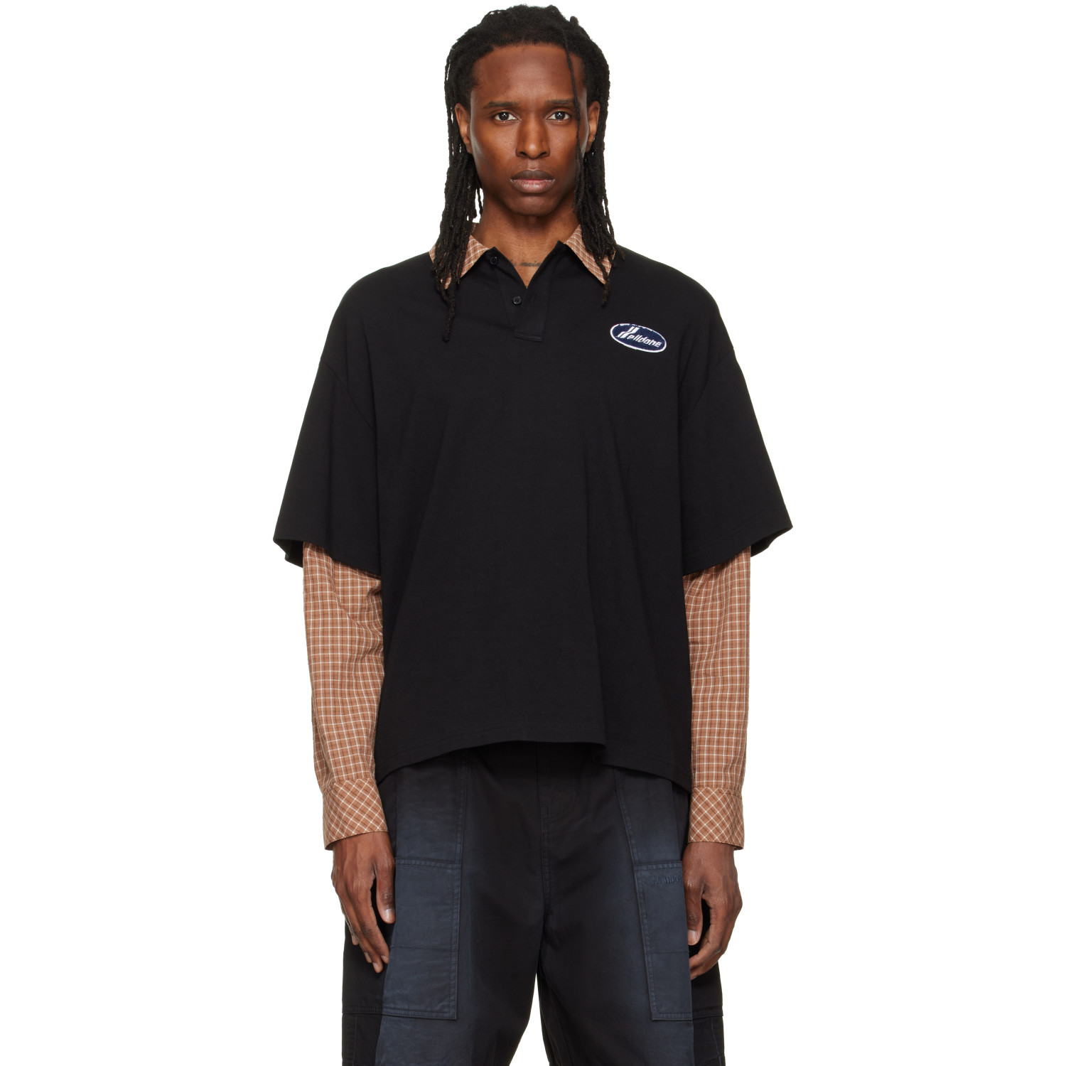 We11done Black 'Se11done' Layered Long-Sleeve Polo