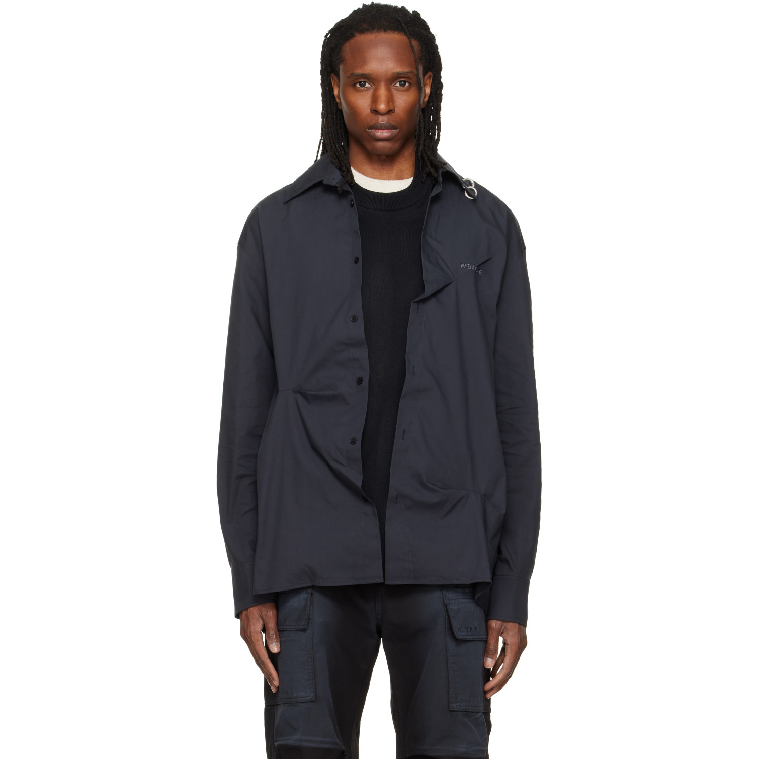 We11done Gray Knit Layered Shirt