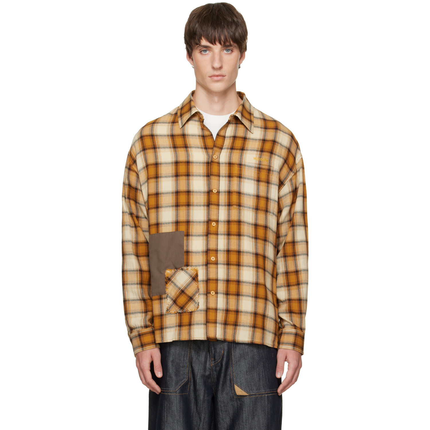We11done Yellow Repaired Checked Shirt