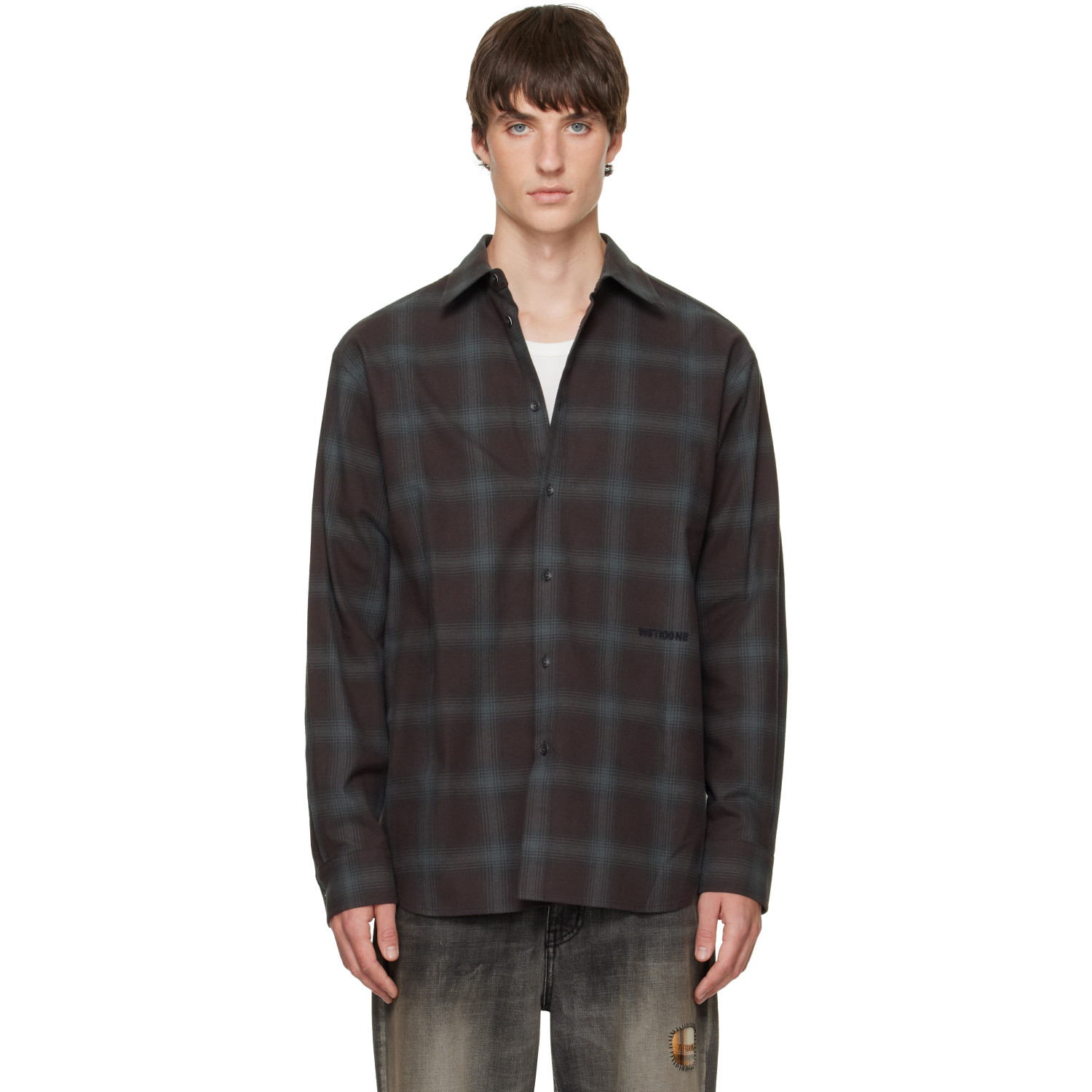 We11done Brown Check Flannel Shirt