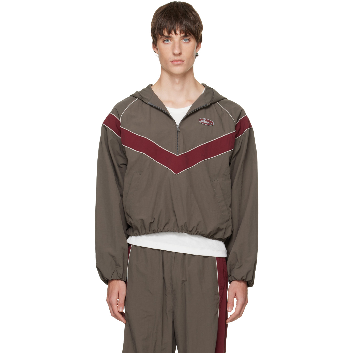 We11done Gray Sporty Half-Zip Hoodie