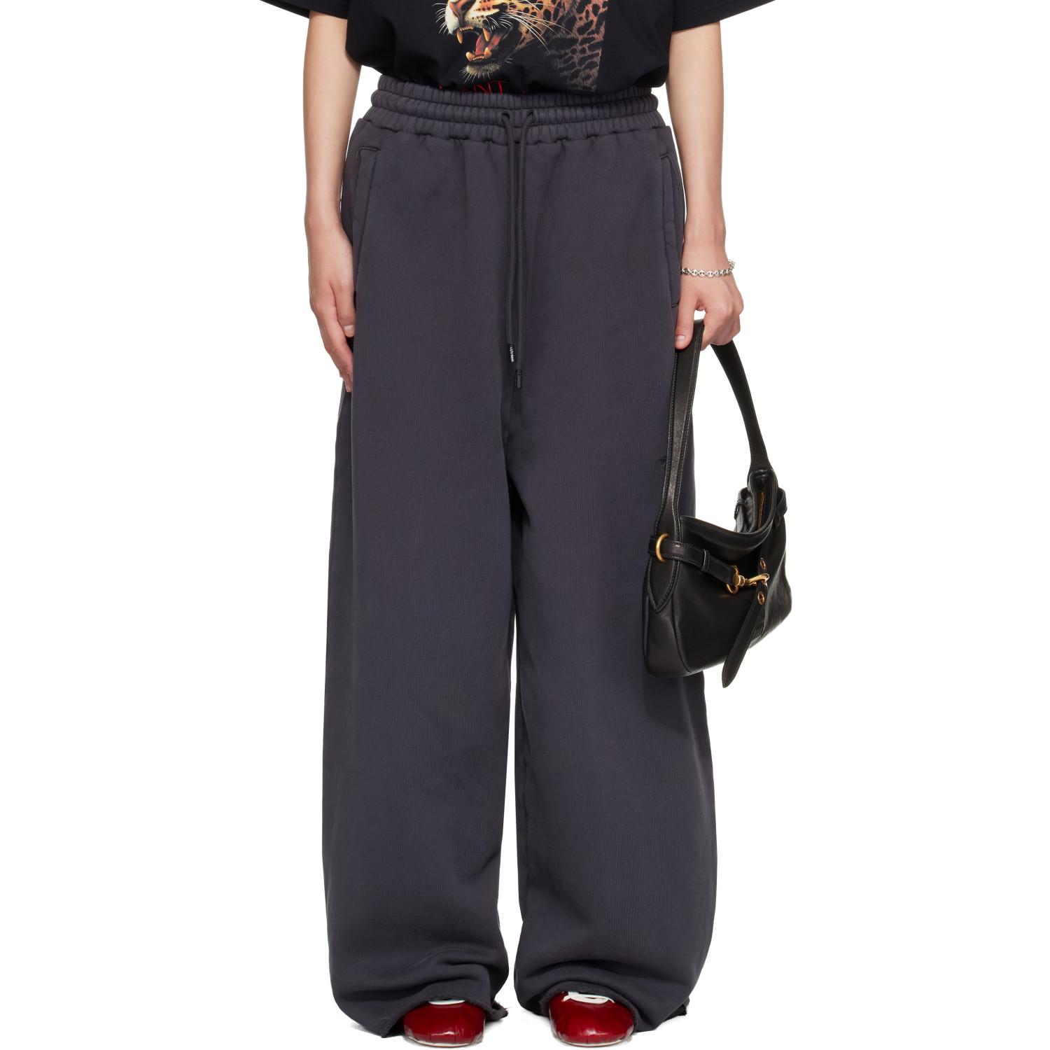 LU'U DAN Gray Raw-Cut Bontan Sweatpants