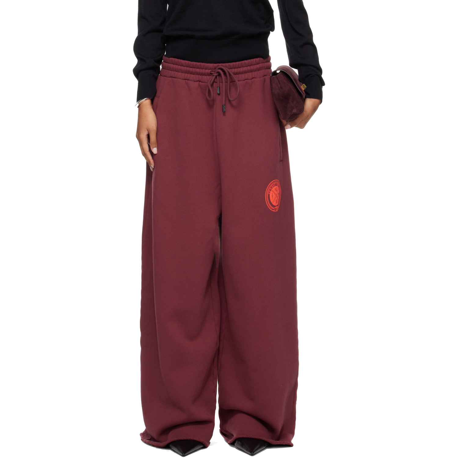 LU'U DAN Burgundy Raw-Cut Bontan Sweatpants