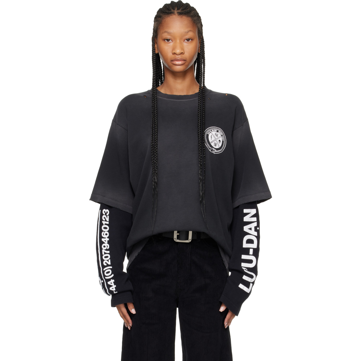 LU'U DAN Black Double Deck T-shirt