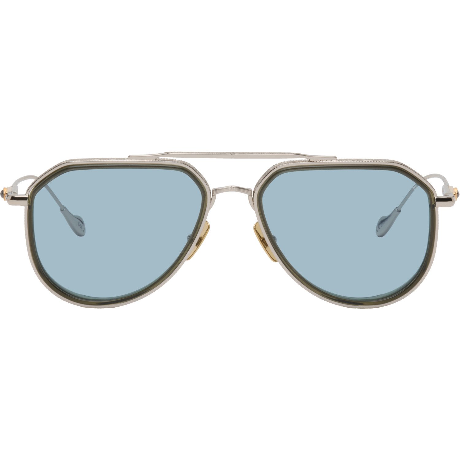 Cutler and Gross Silver The Great Frog Edition Triumph Aviator Sunglasses