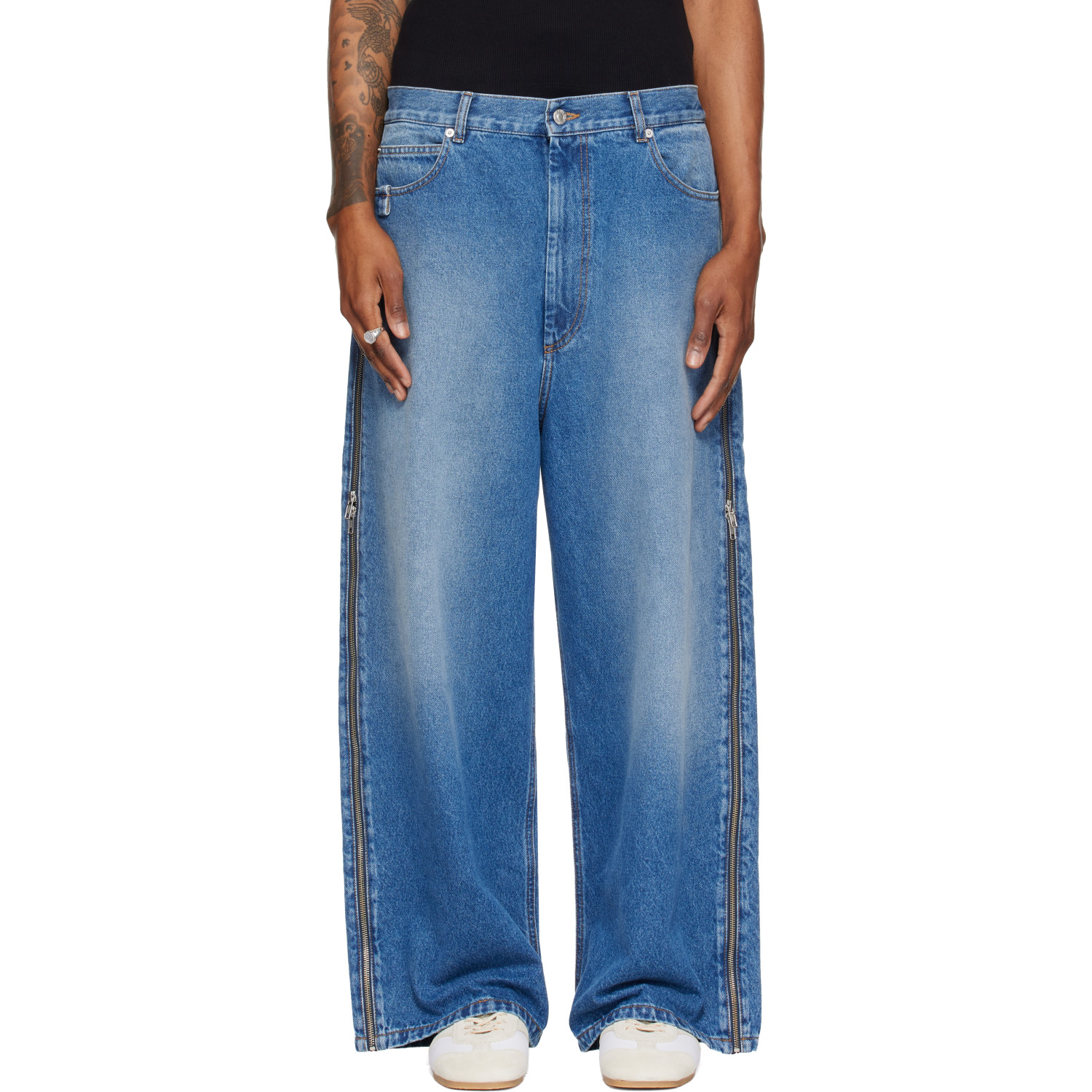 LU'U DAN Blue Side Zip Jeans