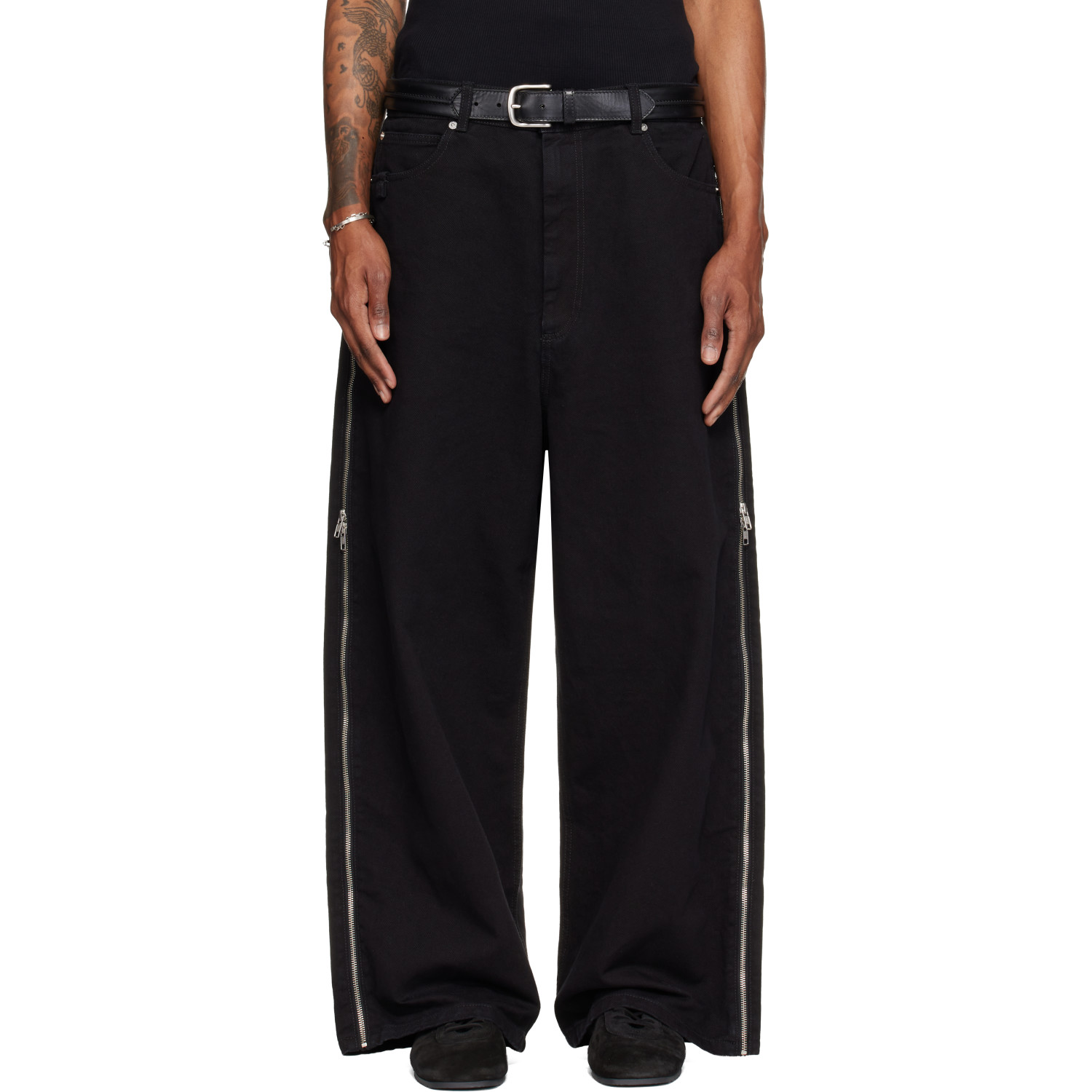 LU'U DAN Black Side Zip Jeans