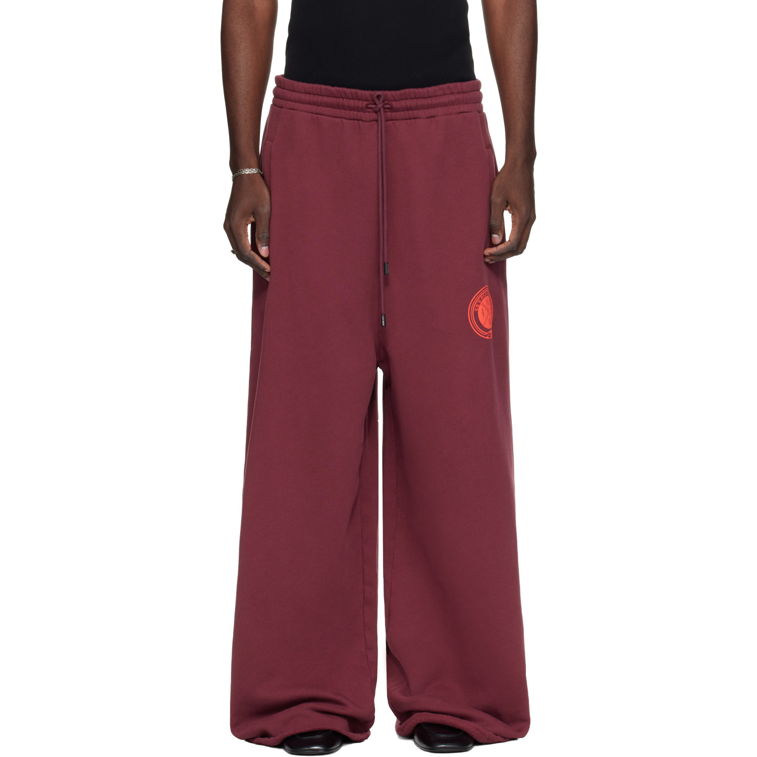 LU'U DAN Burgundy Raw-Cut Bontan Sweatpants