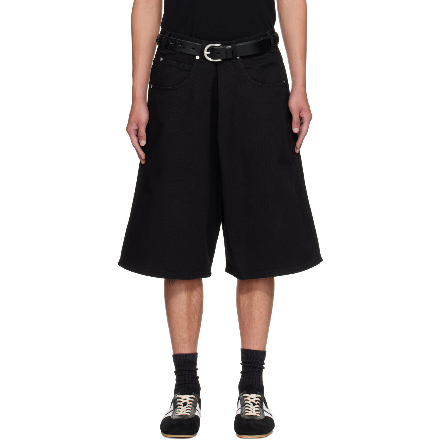 LU'U DAN Black Kriss Kross Denim Shorts