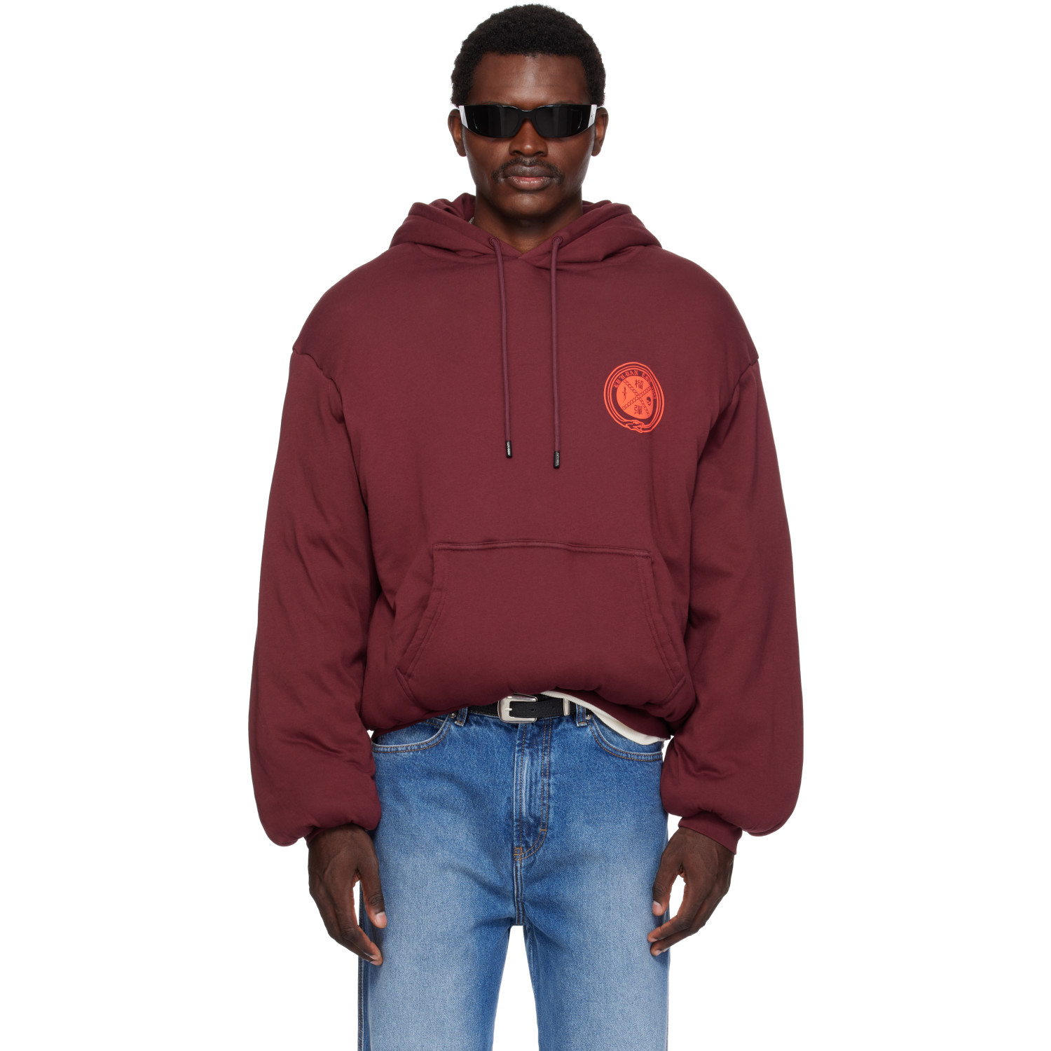 LU'U DAN Burgundy Wadded Slouch Hoodie