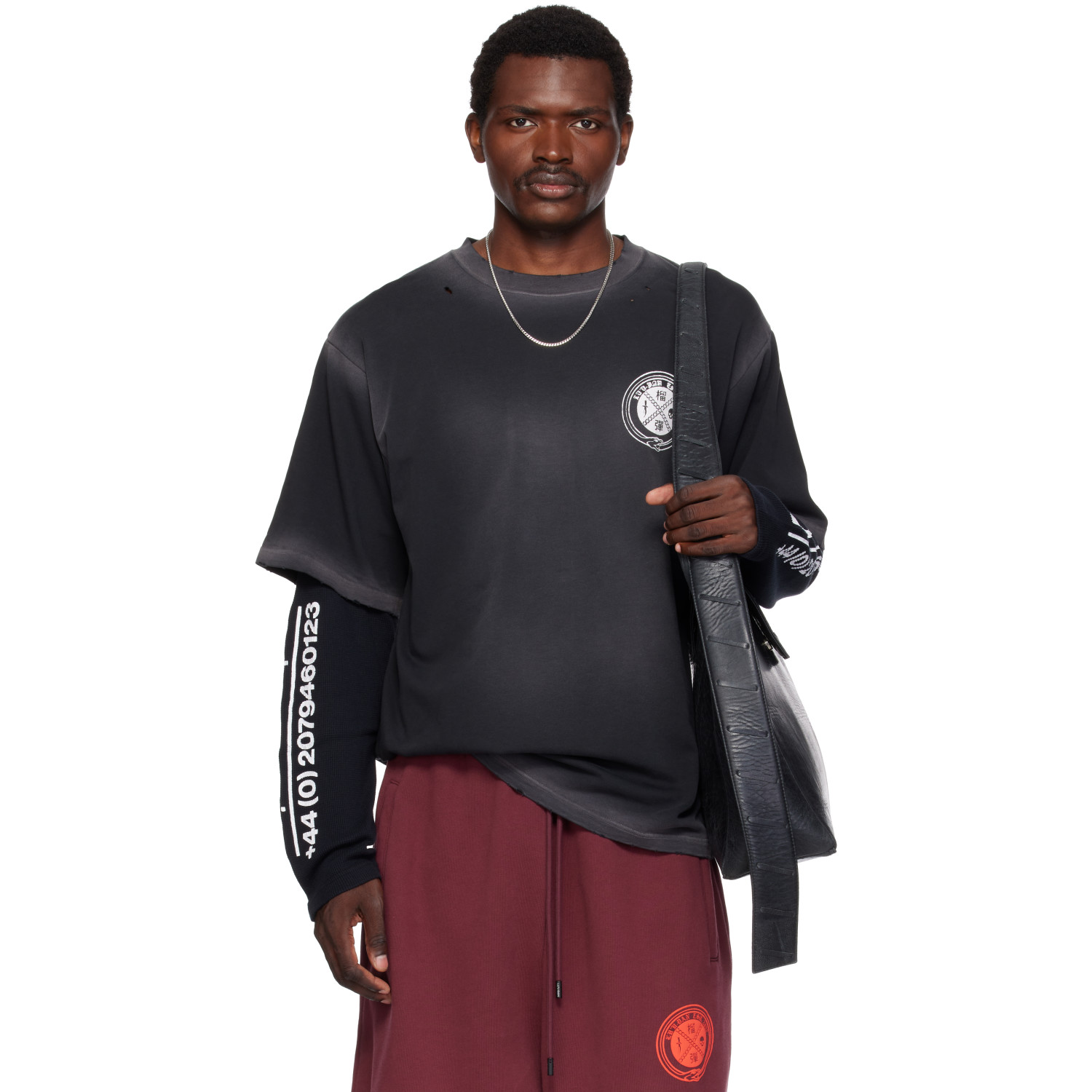 LU'U DAN Black Corroded Double Deck T-shirt