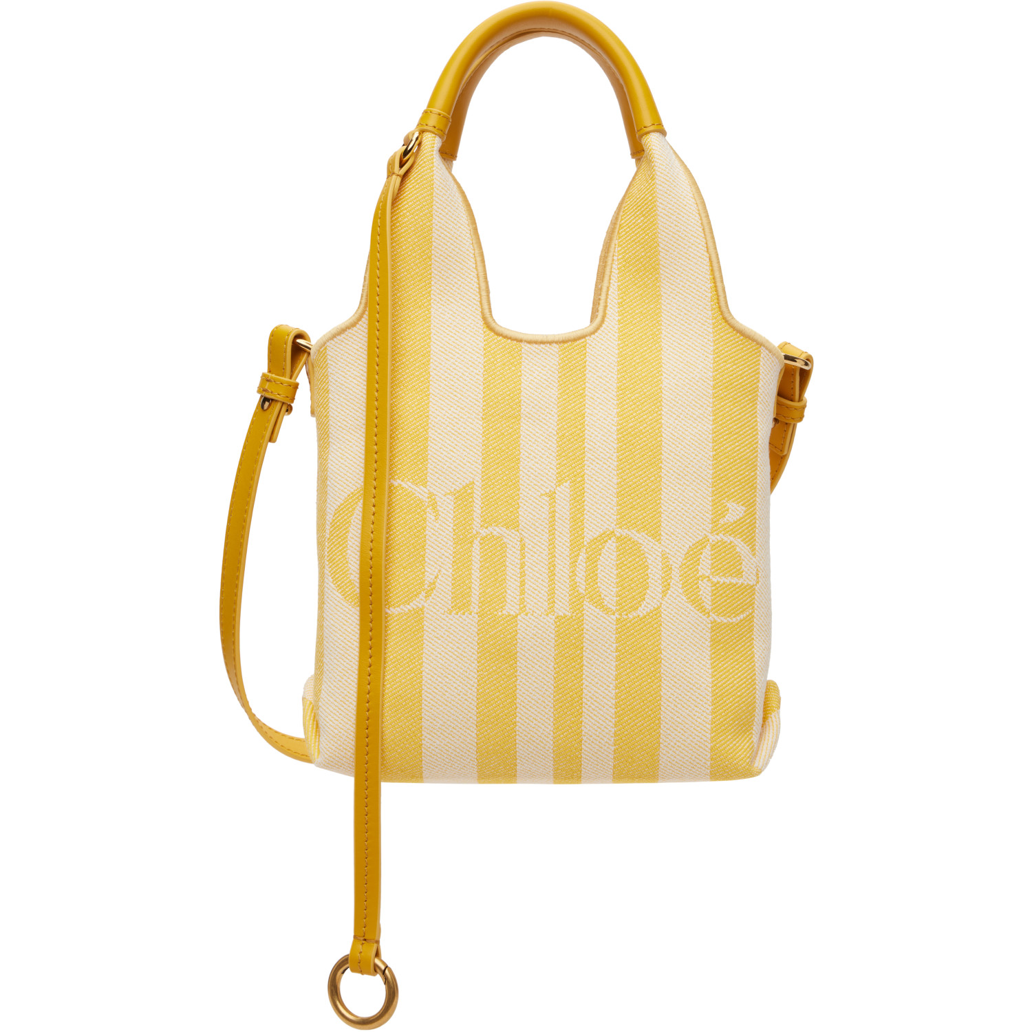 Chloé Yellow & Off-White Mini 'Chloé' Stripy Tote