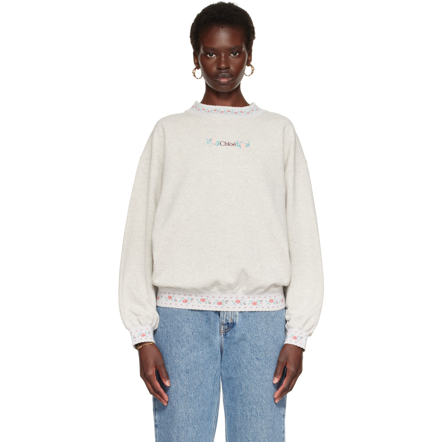 Chloé Gray Cotton Fleece Sweatshirt