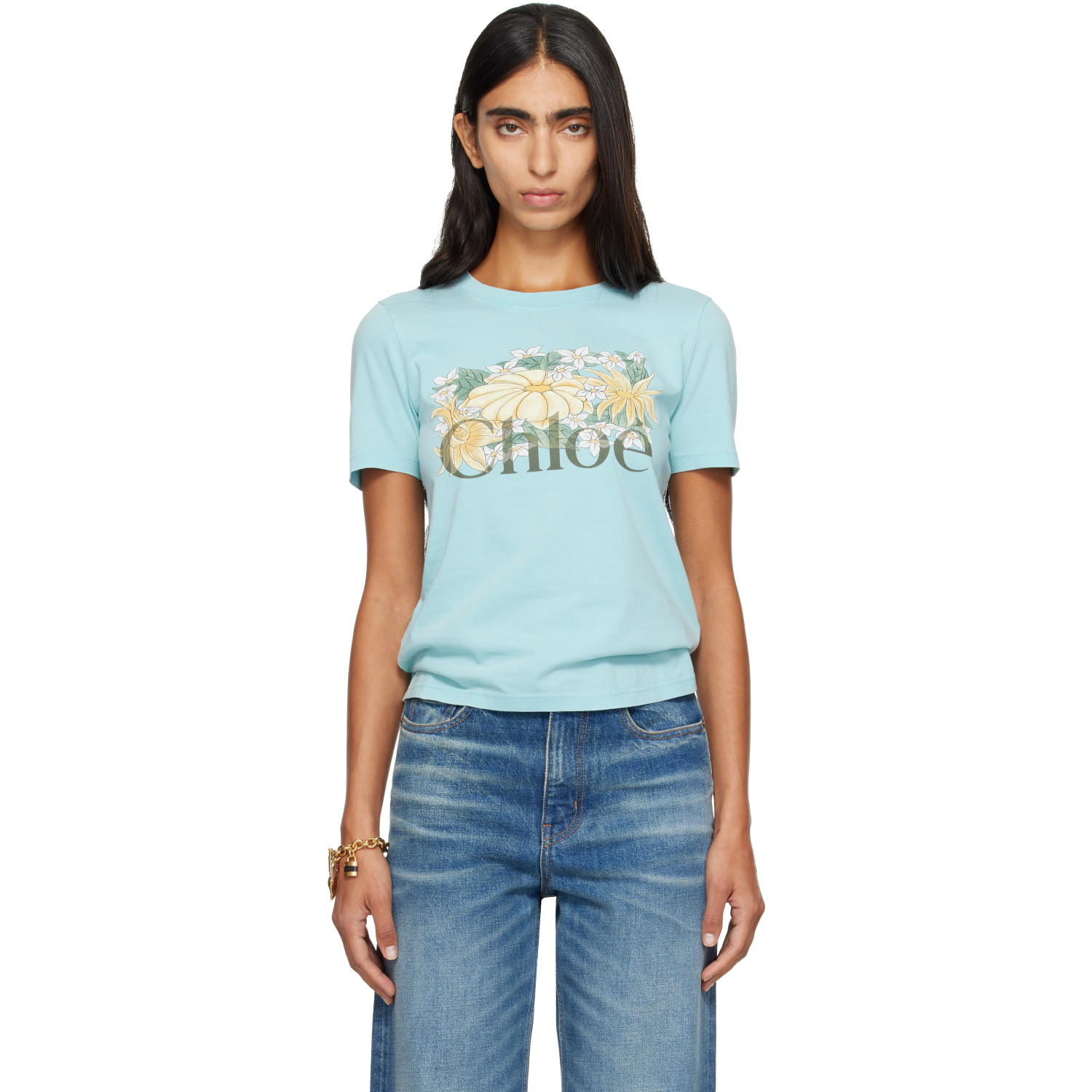 Chloé Blue Cotton Jersey Baby Fit Logo T-shirt