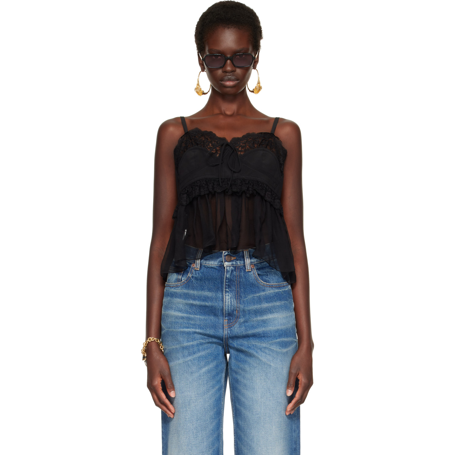 Chloé Black Thin Strap Lingerie Top