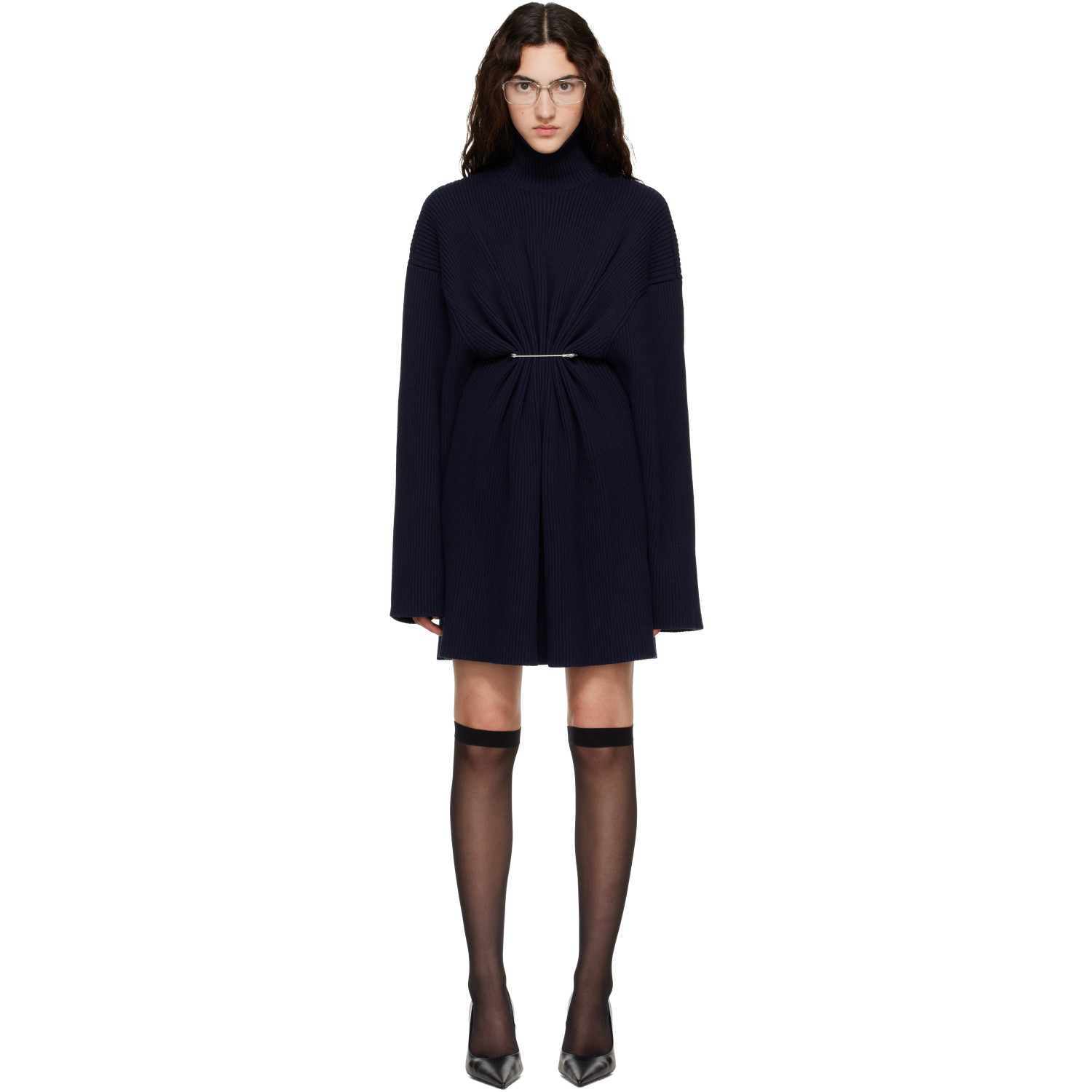 Balenciaga Navy Pinched Minidress