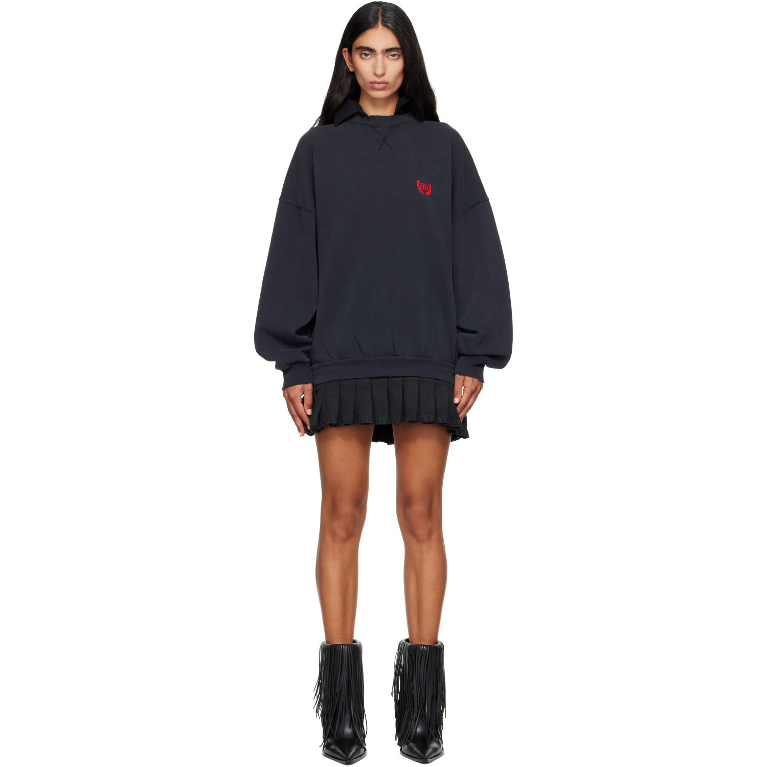 Balenciaga Black Hybrid Laurel Dry Molleton Minidress