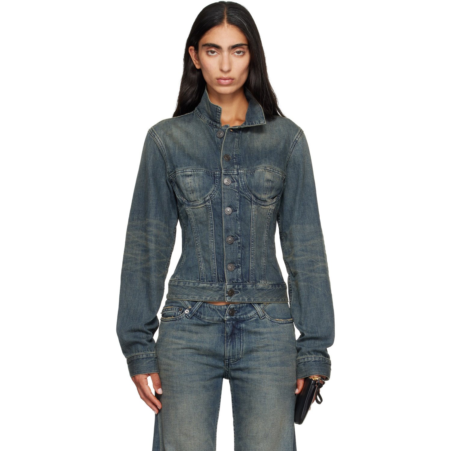 Balenciaga Blue Corseted Denim Jacket