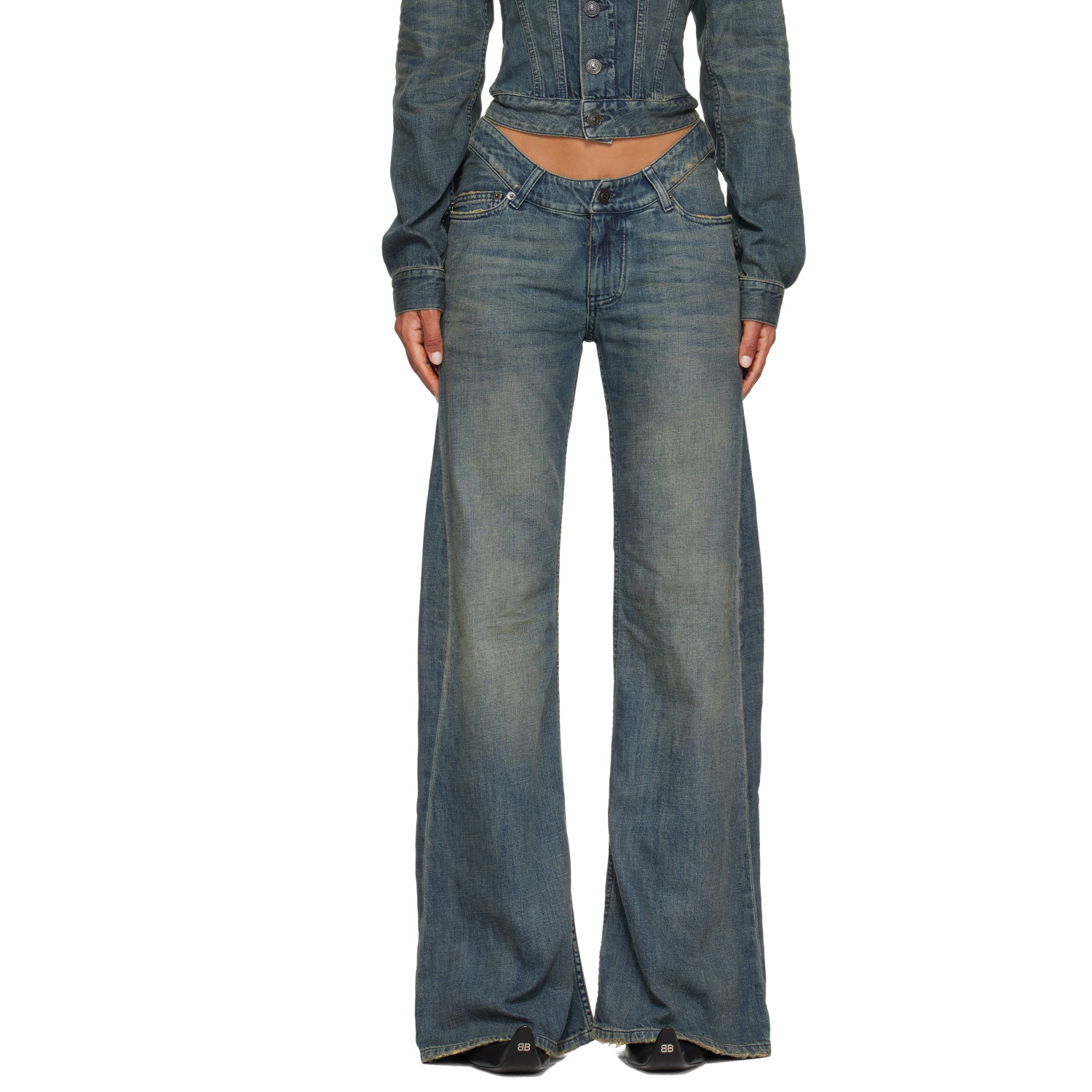 Balenciaga Blue Curved Waist Jeans