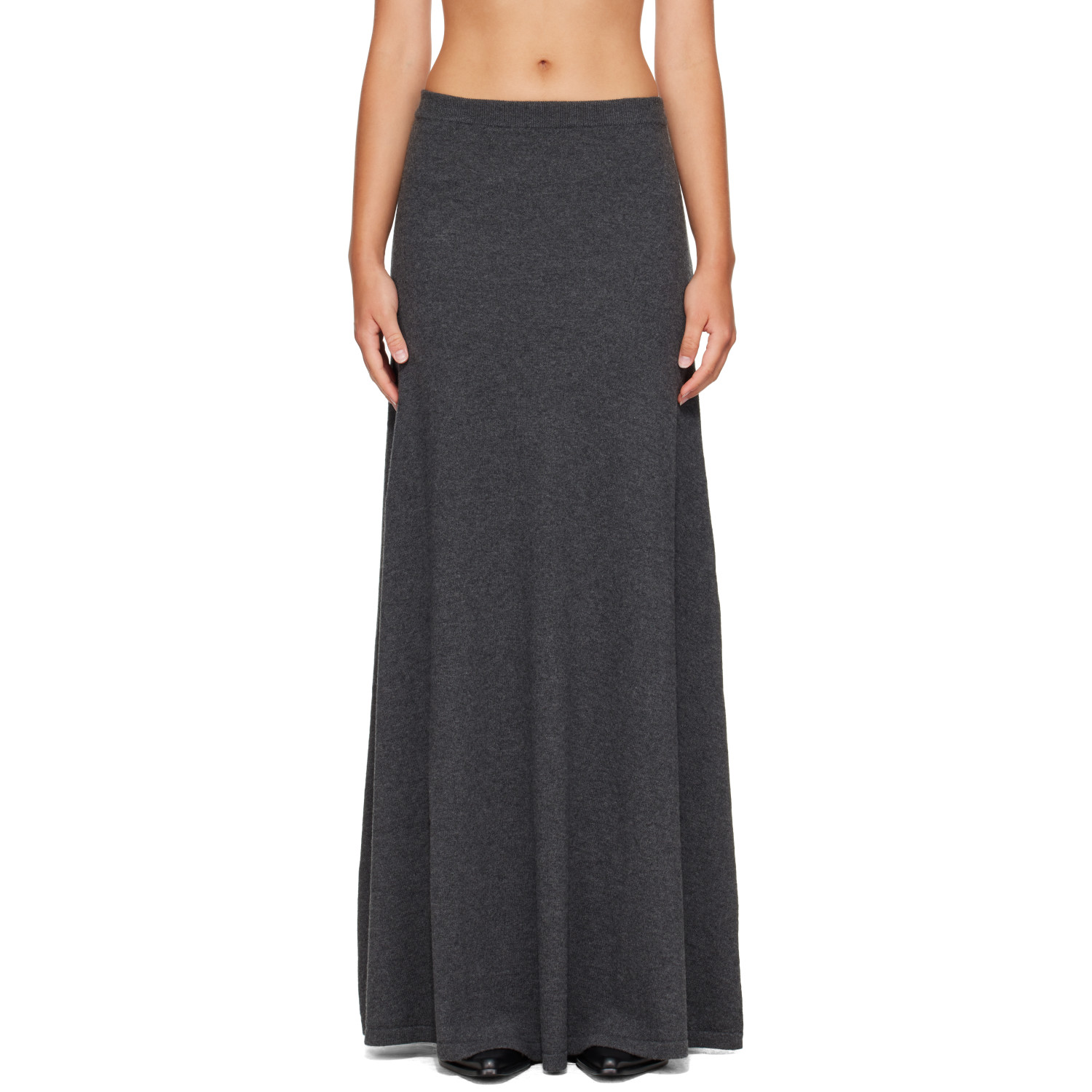 Balenciaga Gray Wool Maxi Skirt