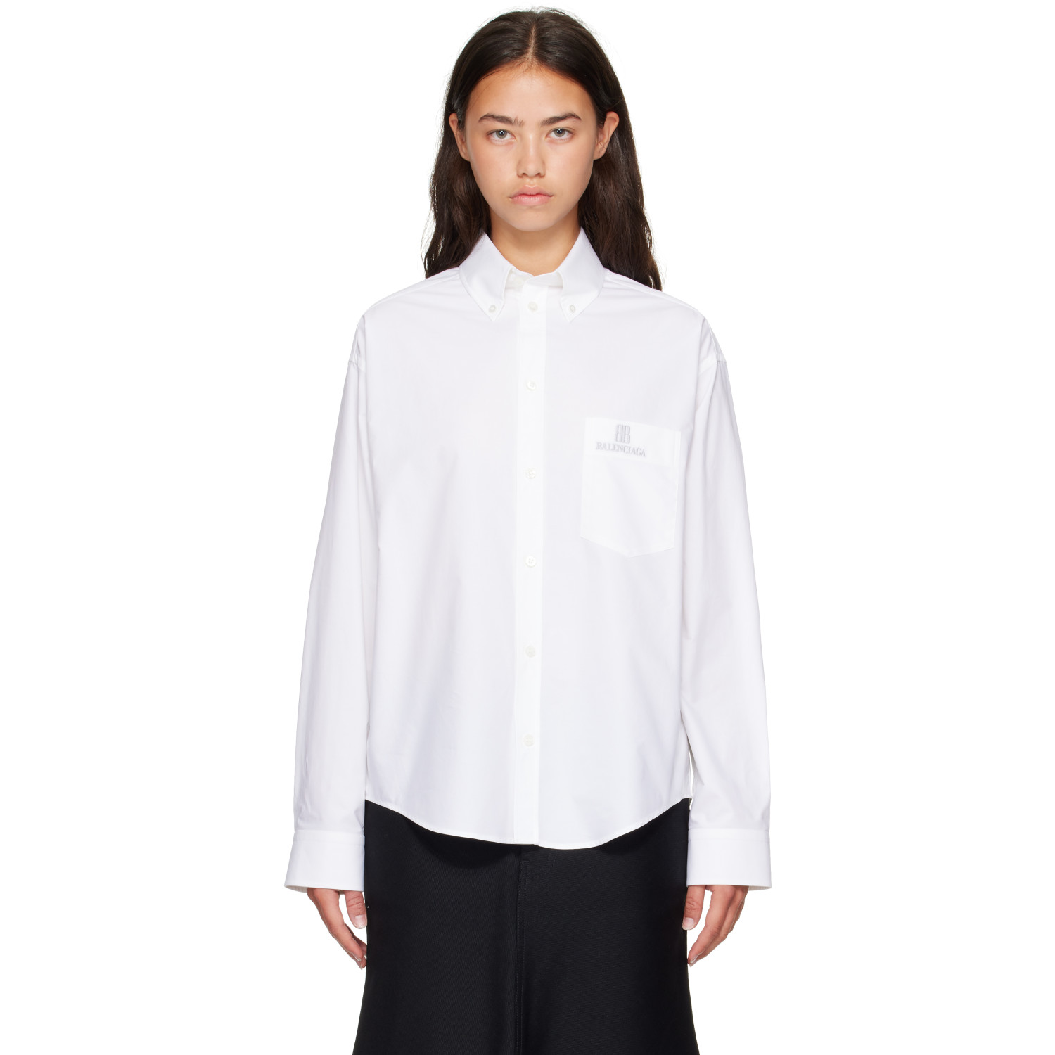 Balenciaga White L/S Large Fit Shirt